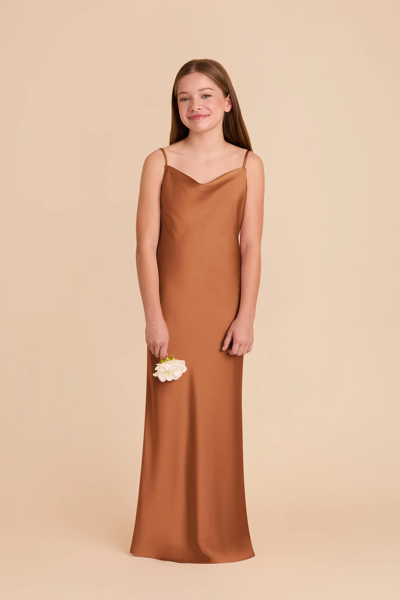 Elisa Junior Matte Satin Dress - Rust - Image 2