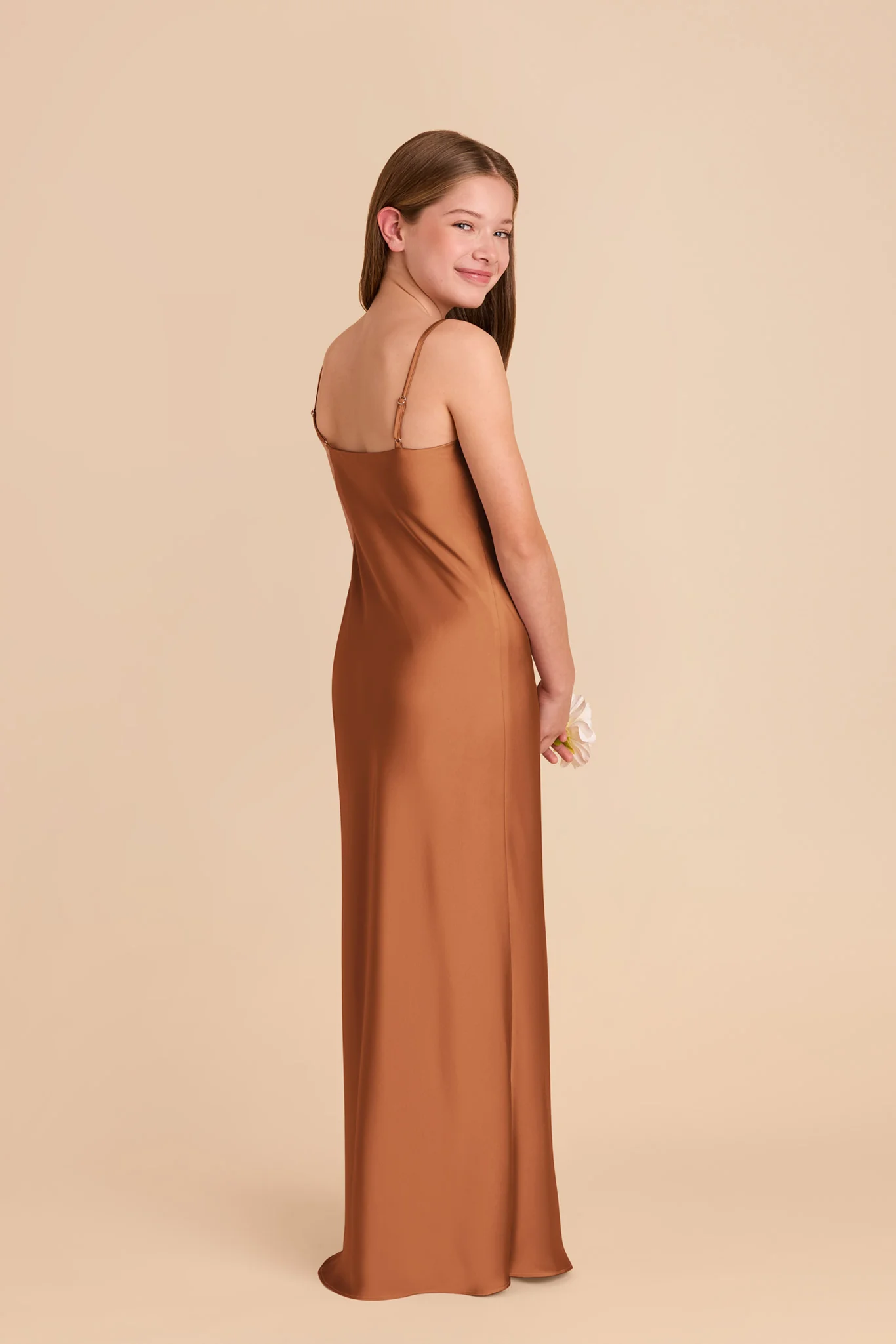 Elisa Junior Matte Satin Dress - Rust - Image 3