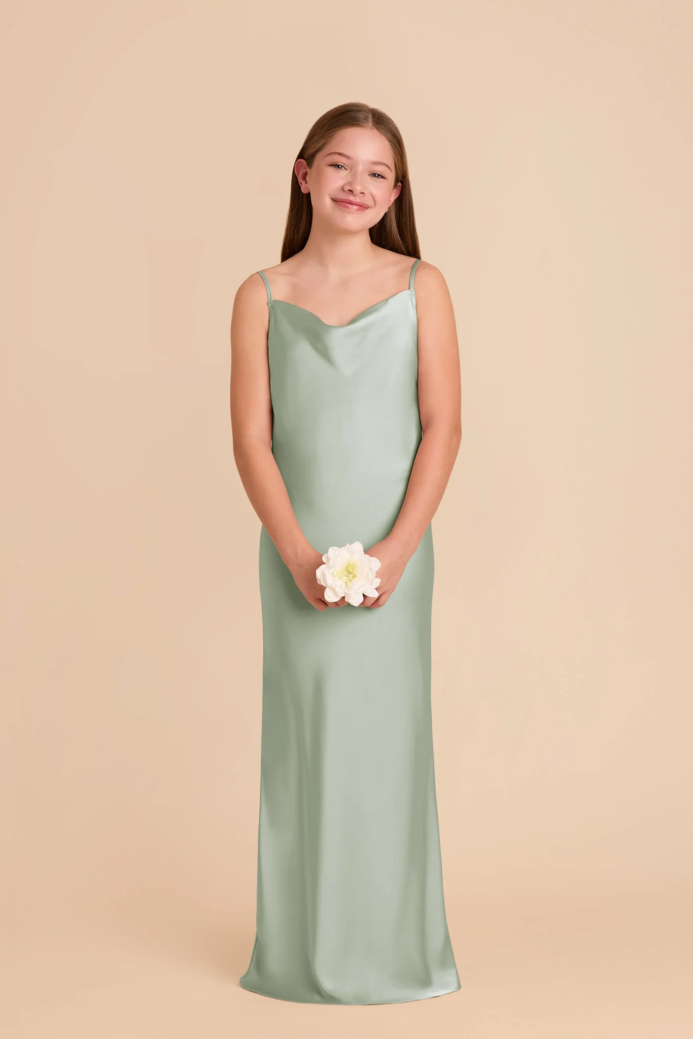 Elisa Junior Matte Satin Dress - Sage