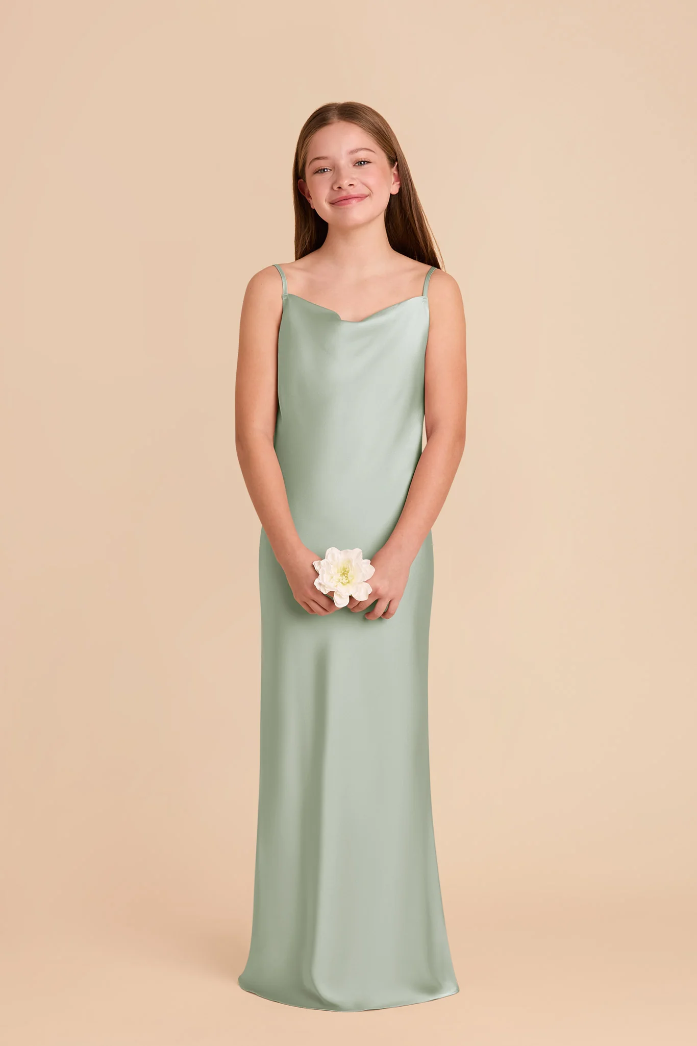 Elisa Junior Matte Satin Dress - Sage - Image 2
