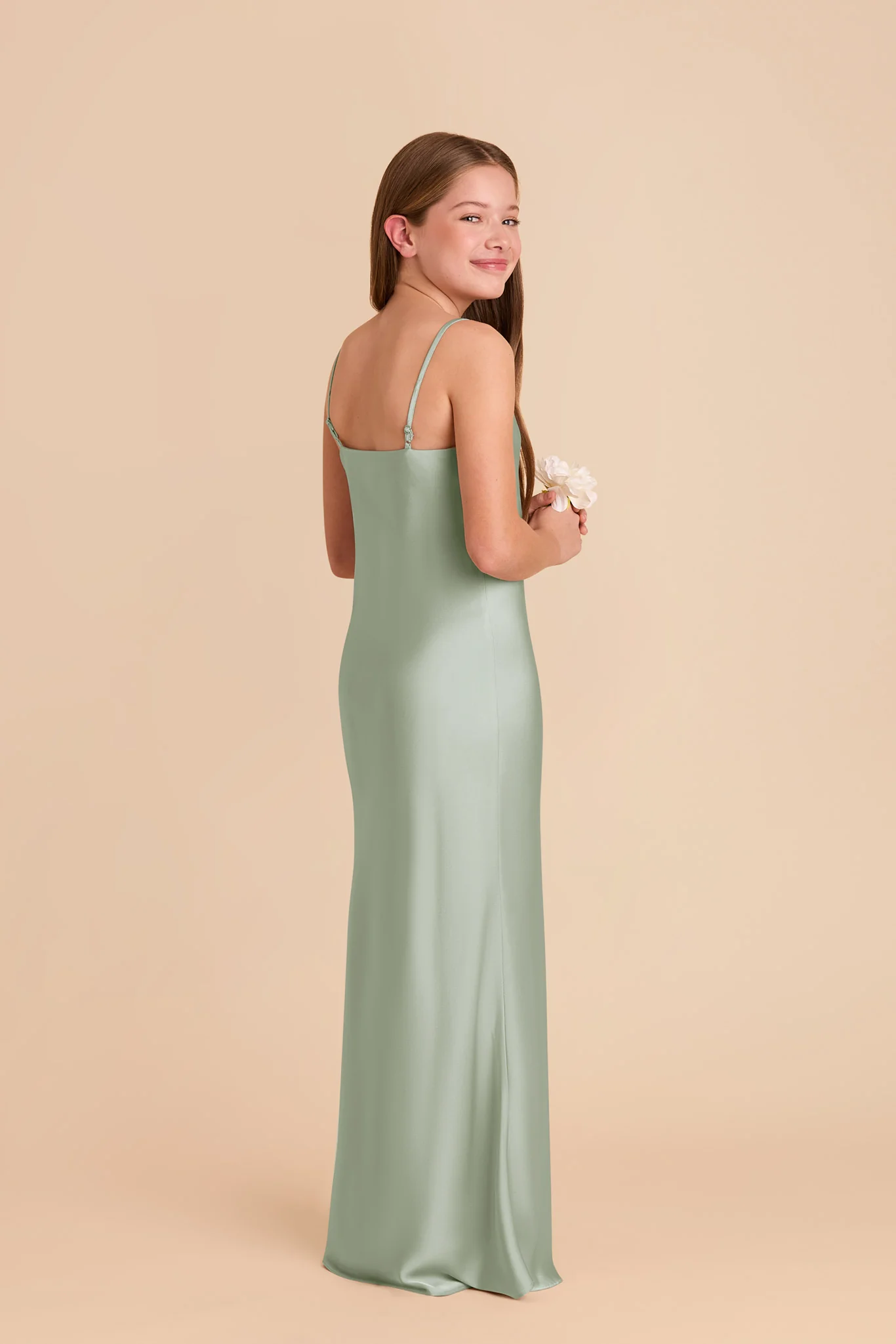 Elisa Junior Matte Satin Dress - Sage - Image 3