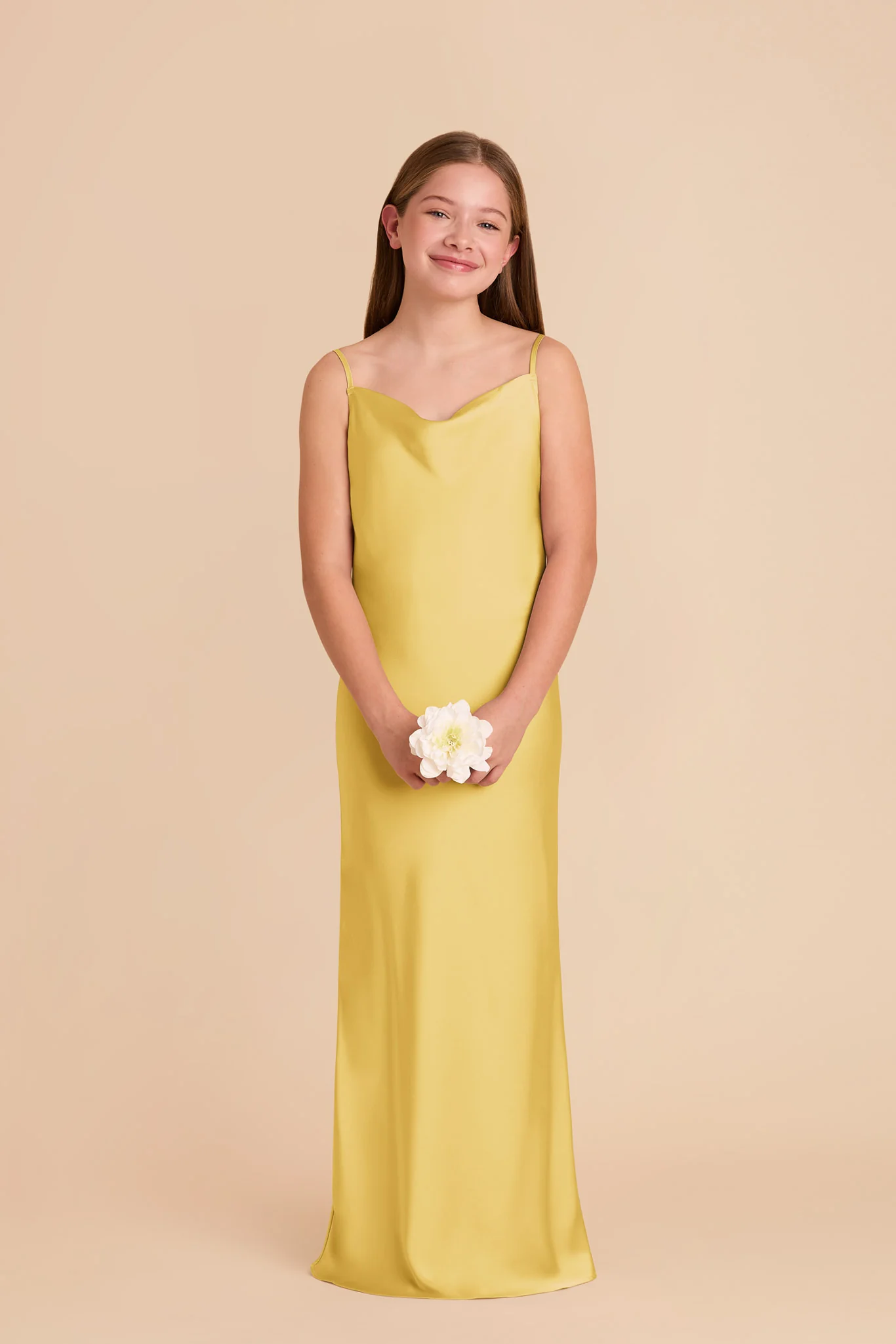Elisa Junior Matte Satin Dress - Sunflower Yellow