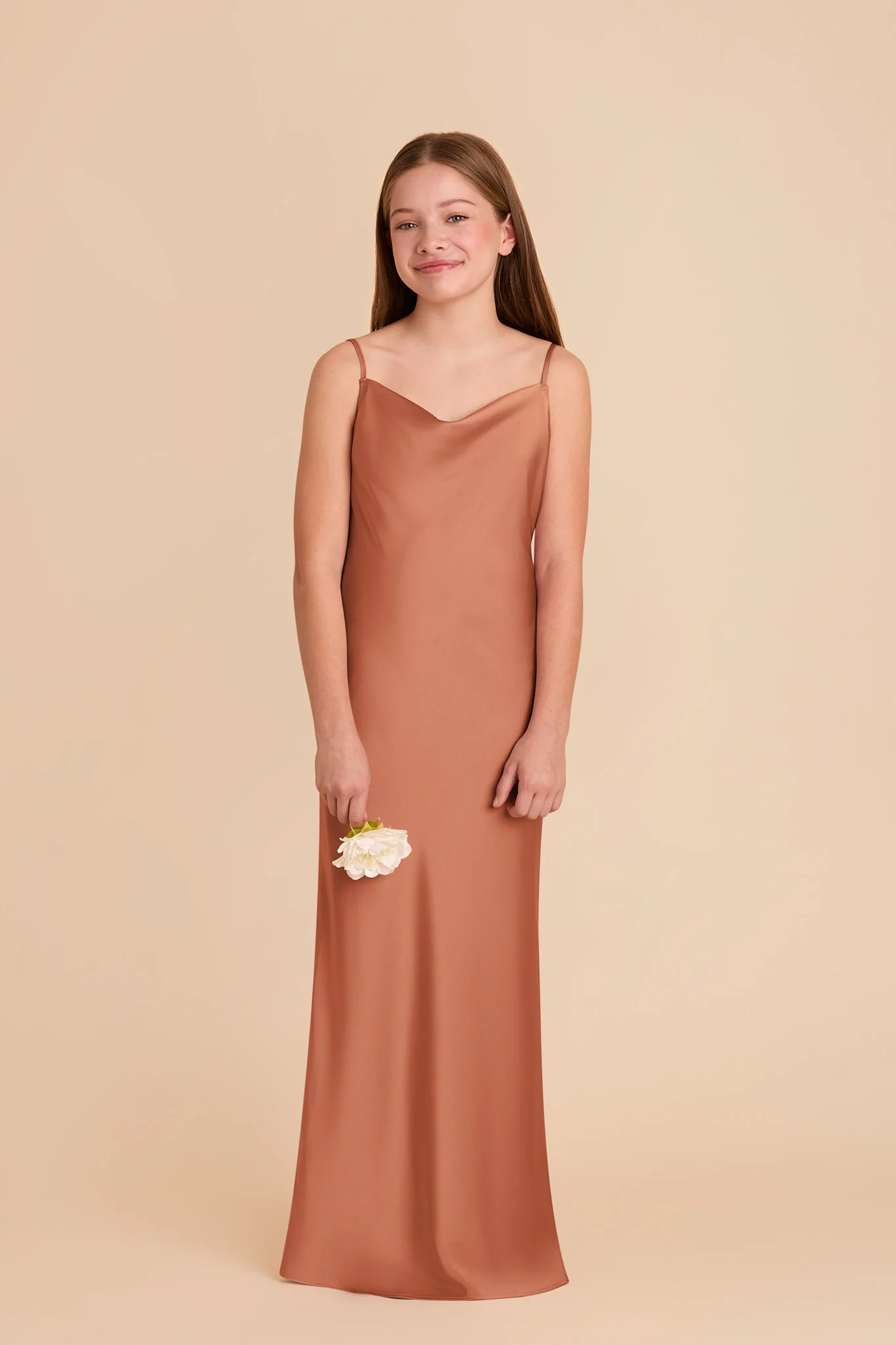 Elisa Junior Matte Satin Dress - Terracotta - Image 2