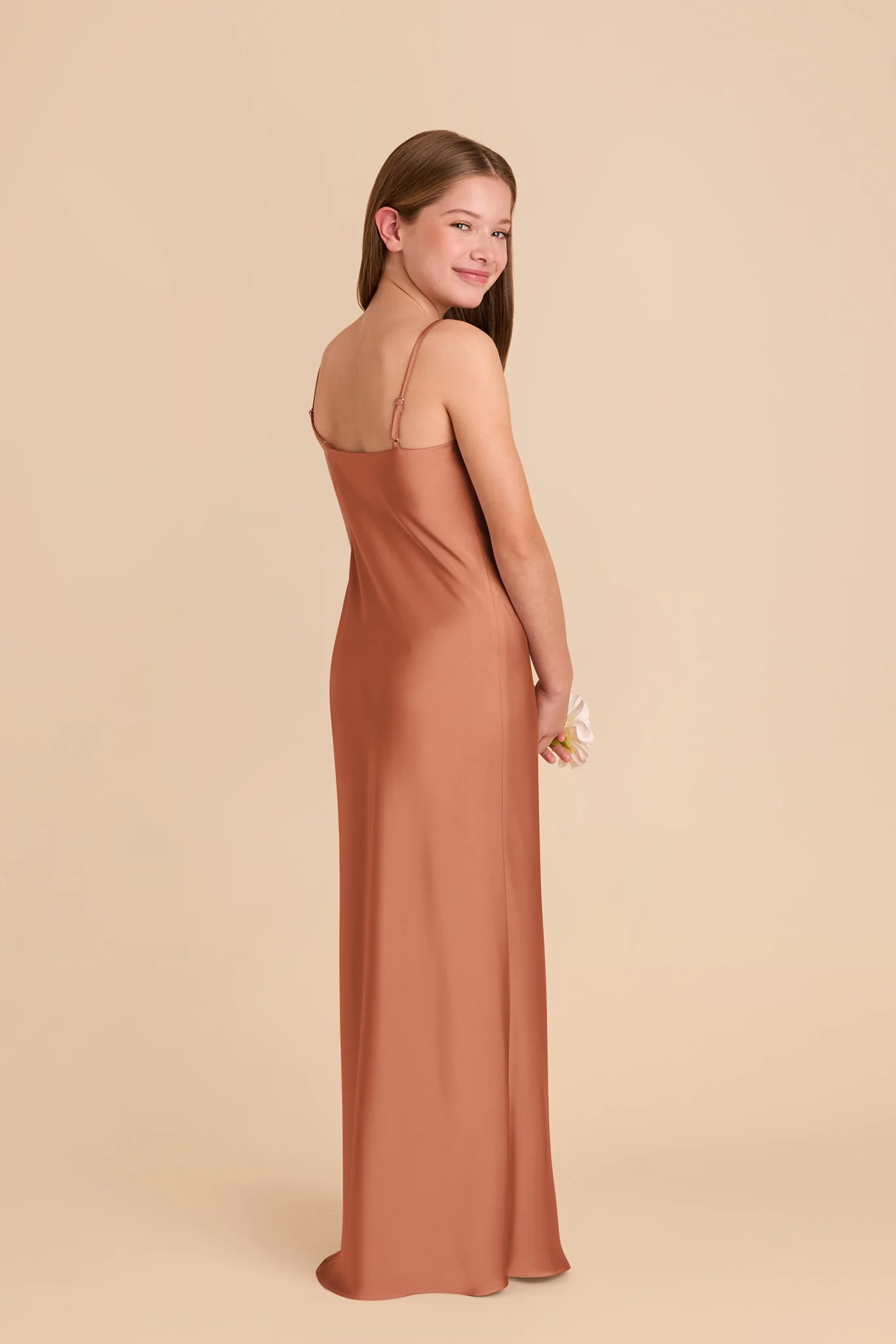 Elisa Junior Matte Satin Dress - Terracotta - Image 3