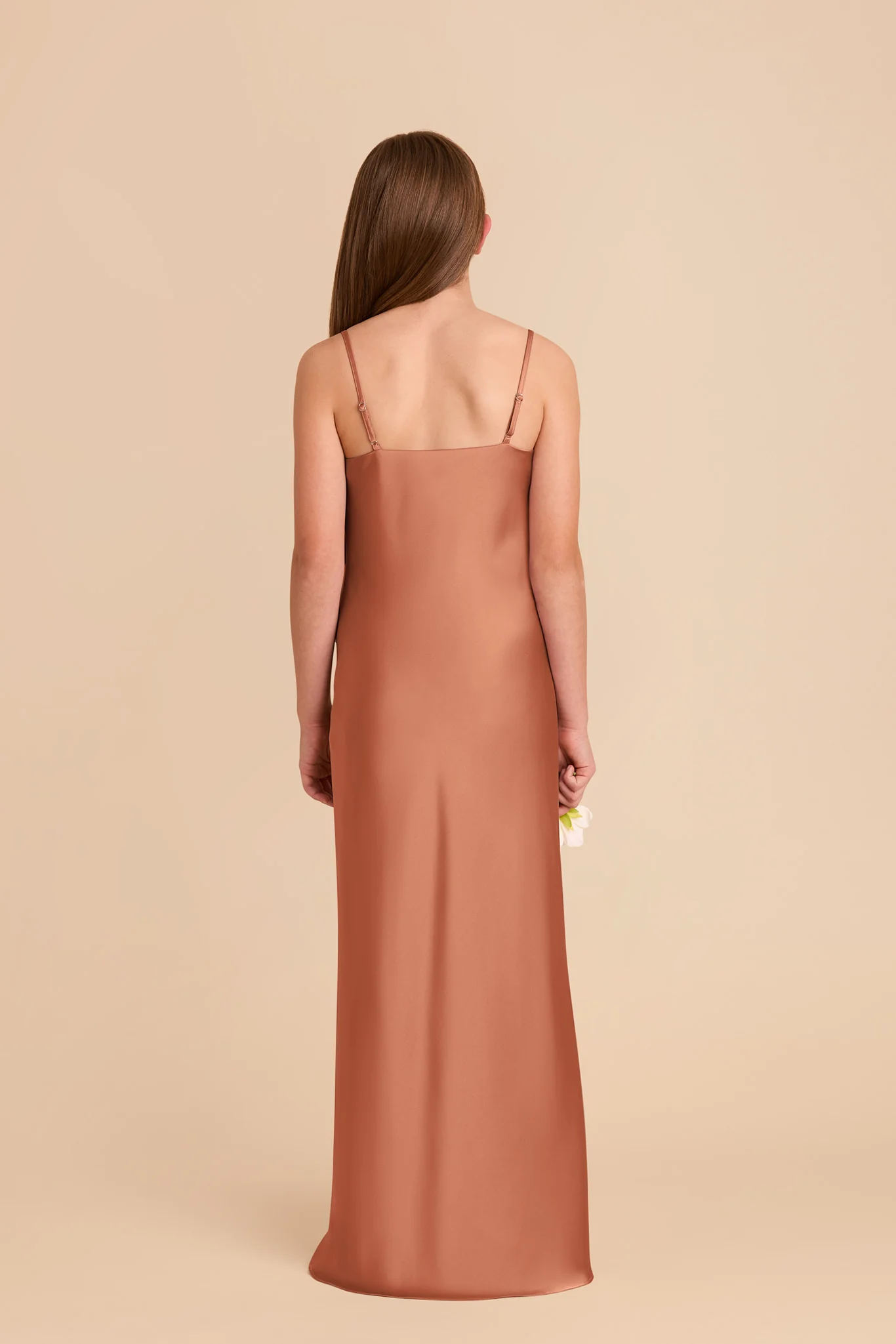 Elisa Junior Matte Satin Dress - Terracotta - Image 4