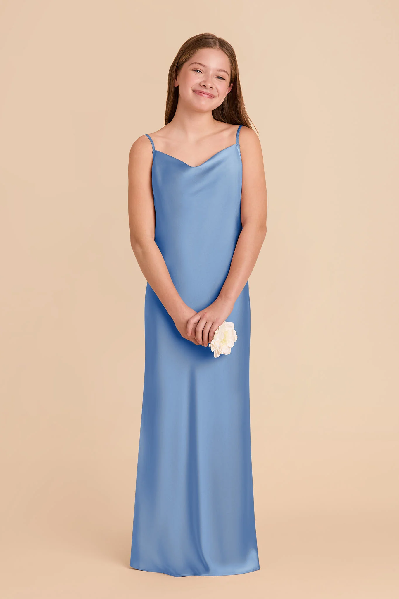 Elisa Matte Satin Junior Dress - Bluebell - Image 2