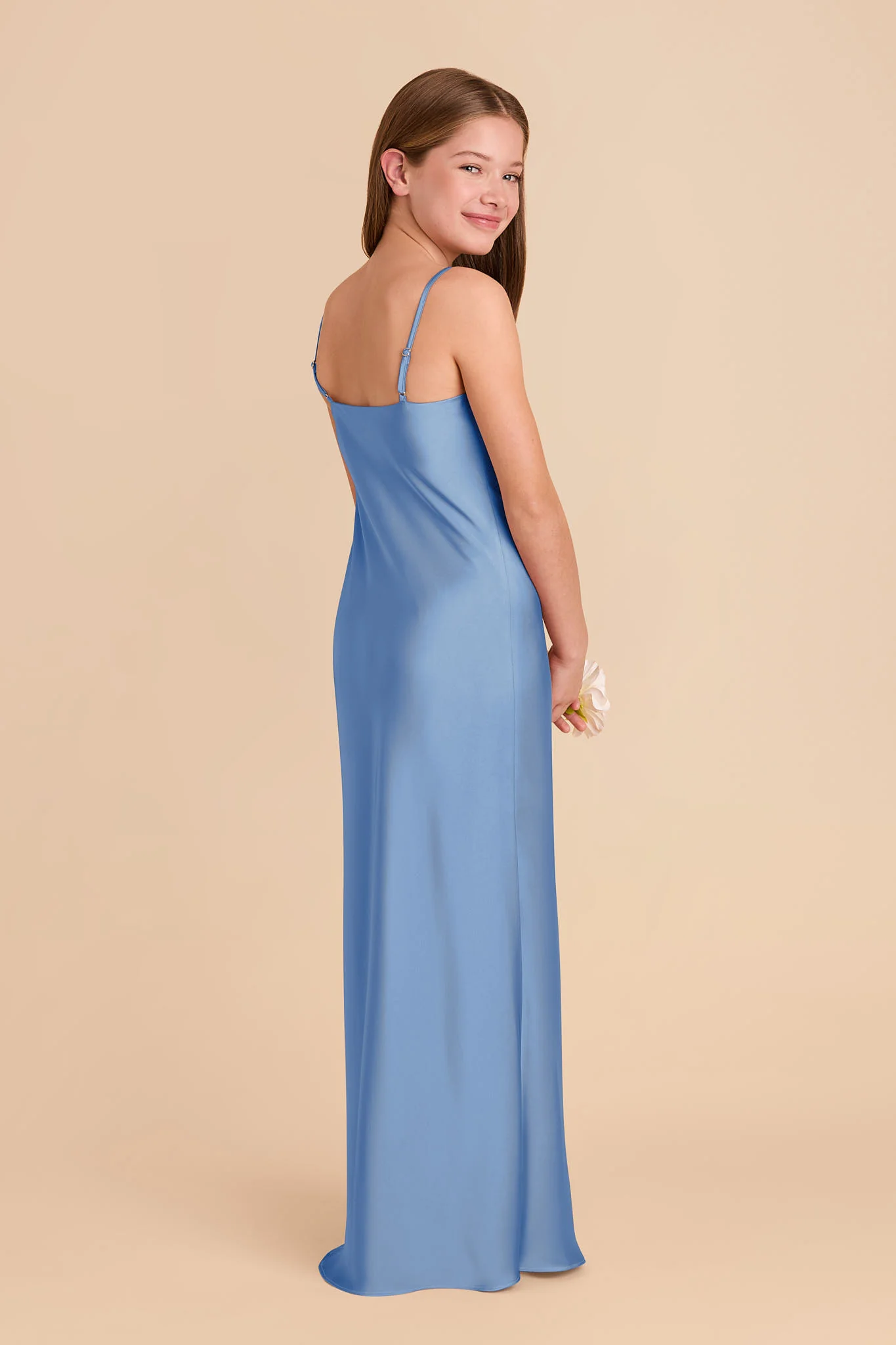 Elisa Matte Satin Junior Dress - Bluebell - Image 3