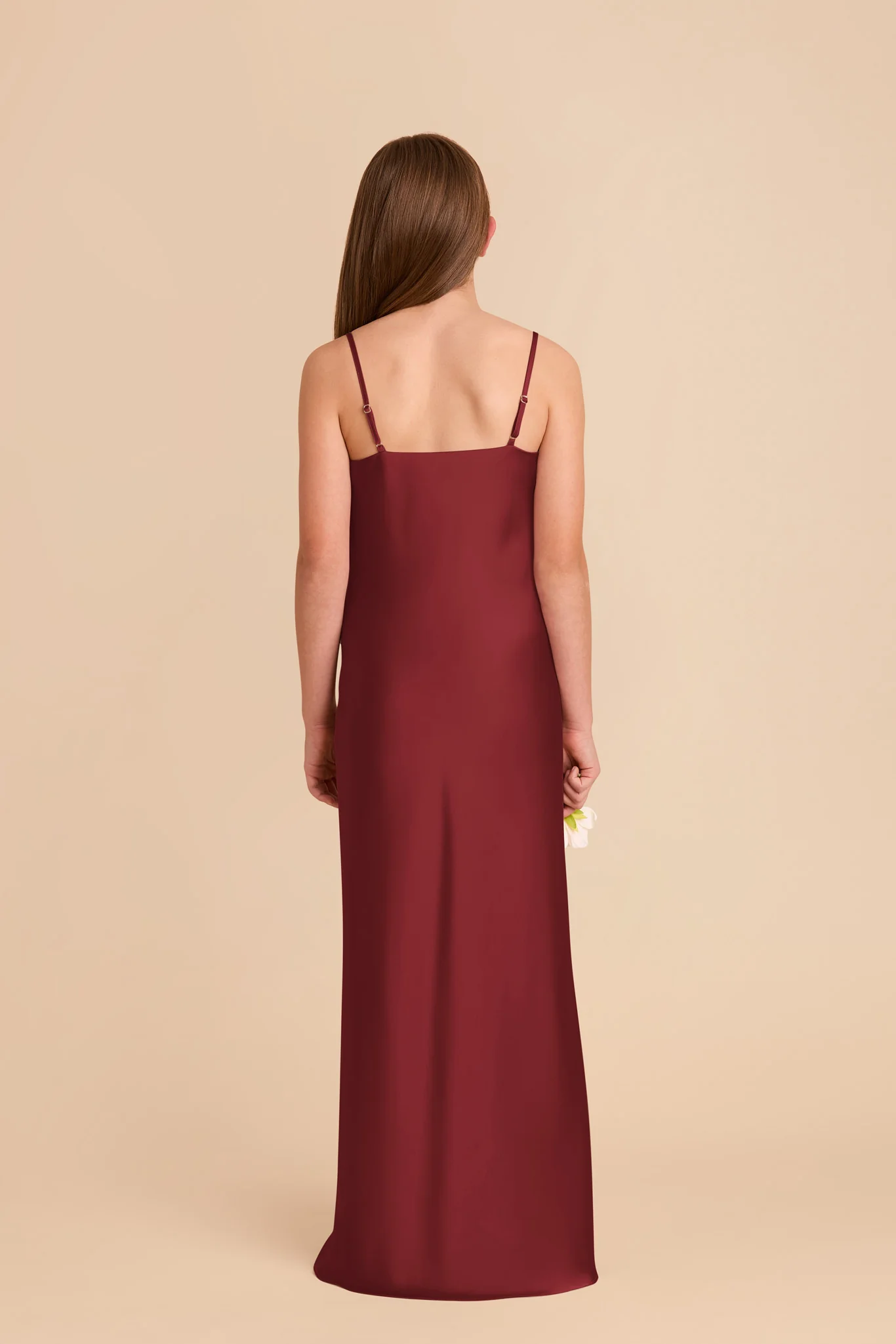 Elisa Matte Satin Junior Dress - Burgundy - Image 4