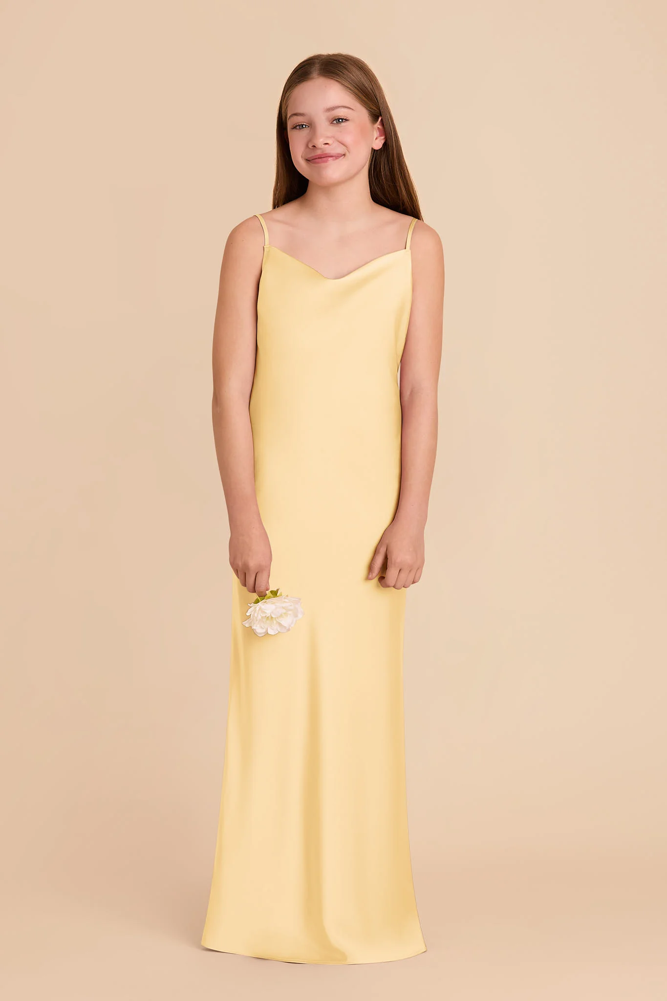 Elisa Matte Satin Junior Dress - Butter - Image 2