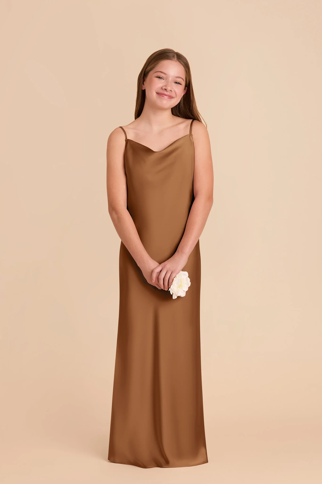 Elisa Matte Satin Junior Dress - Copper