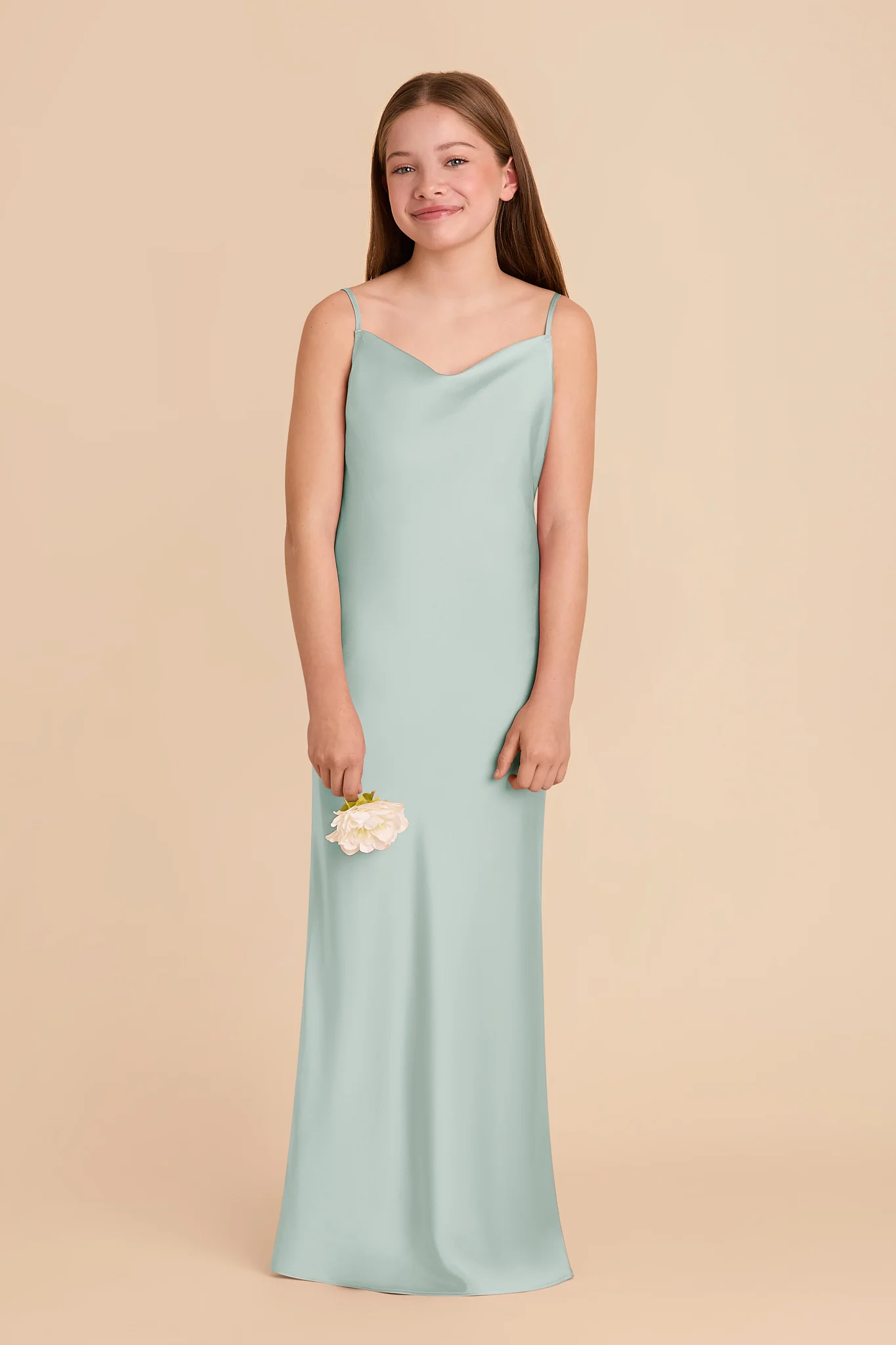 Elisa Matte Satin Junior Dress - Mint - Image 2