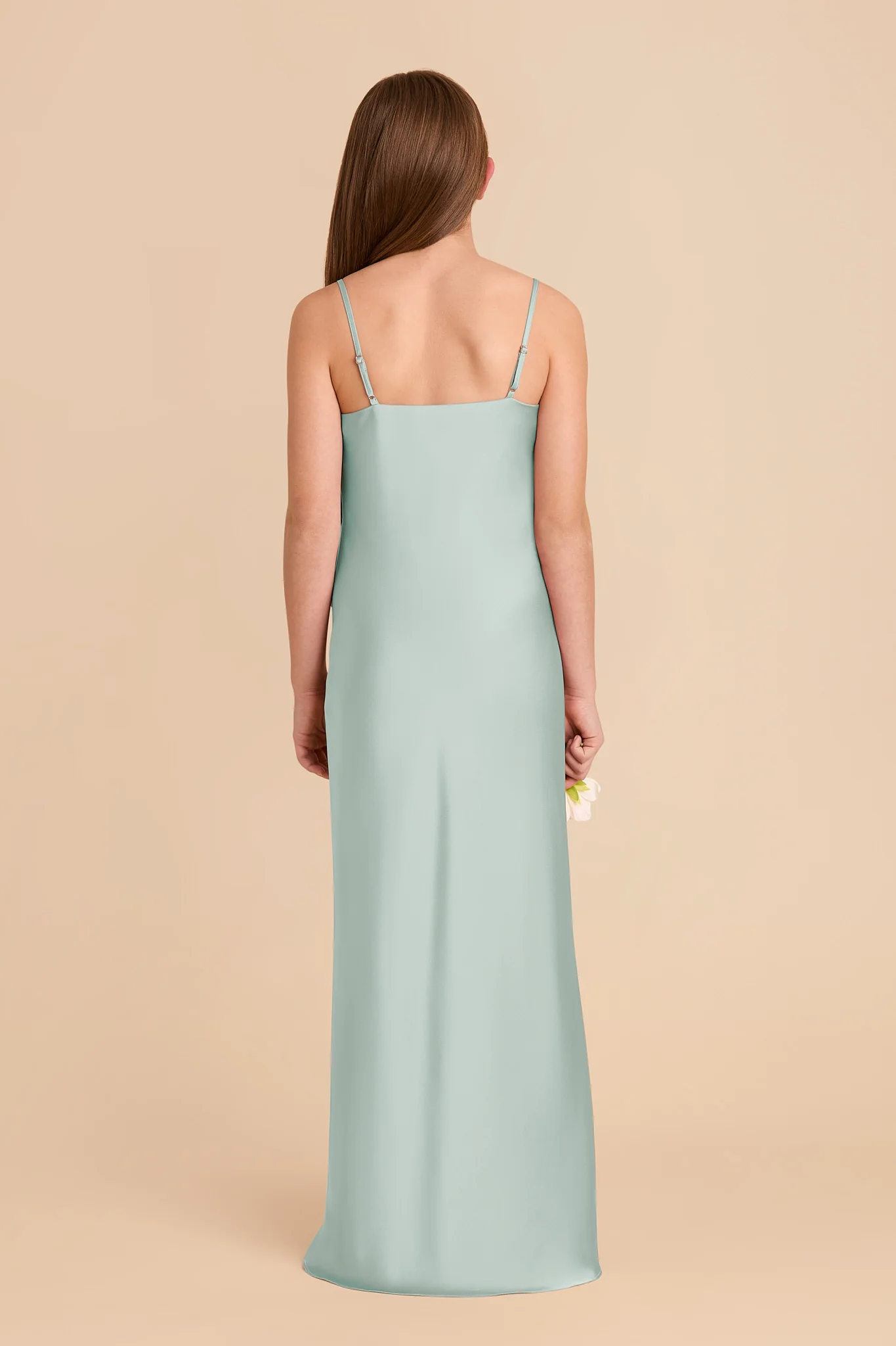 Elisa Matte Satin Junior Dress - Mint - Image 4