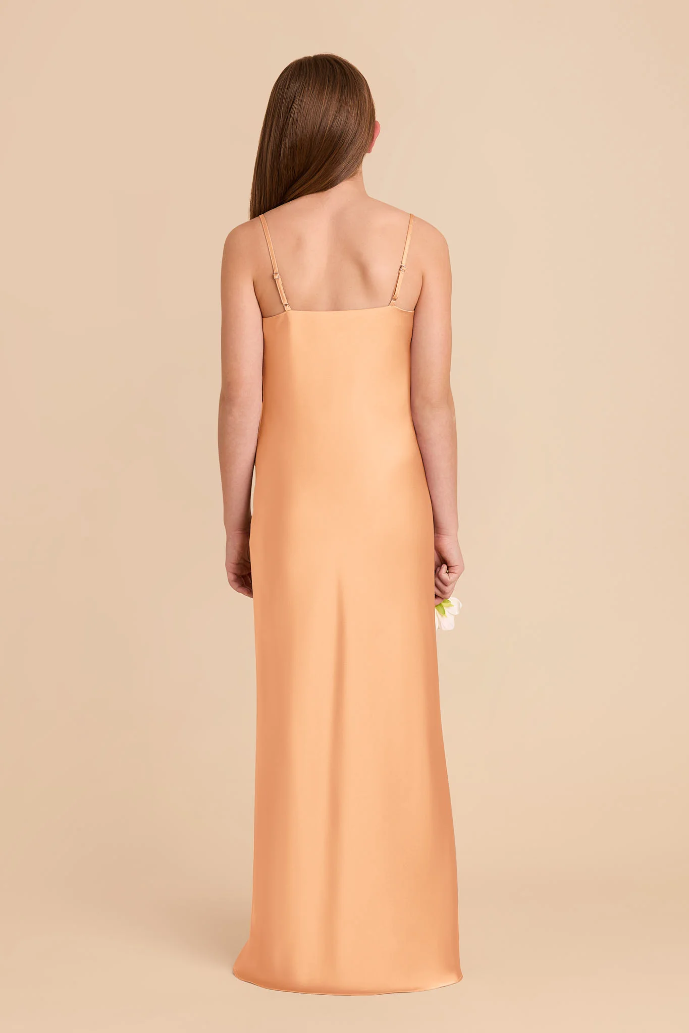 Elisa Matte Satin Junior Dress - Peach - Image 4