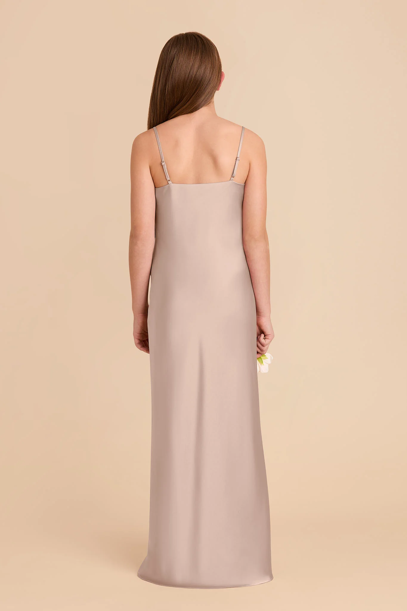 Elisa Matte Satin Junior Dress - Taupe - Image 4