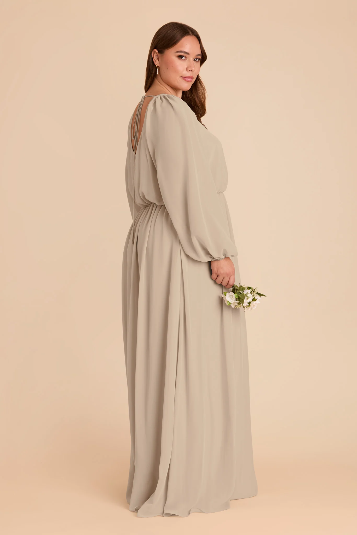 Eloise Chiffon Dress - Almond - Image 10