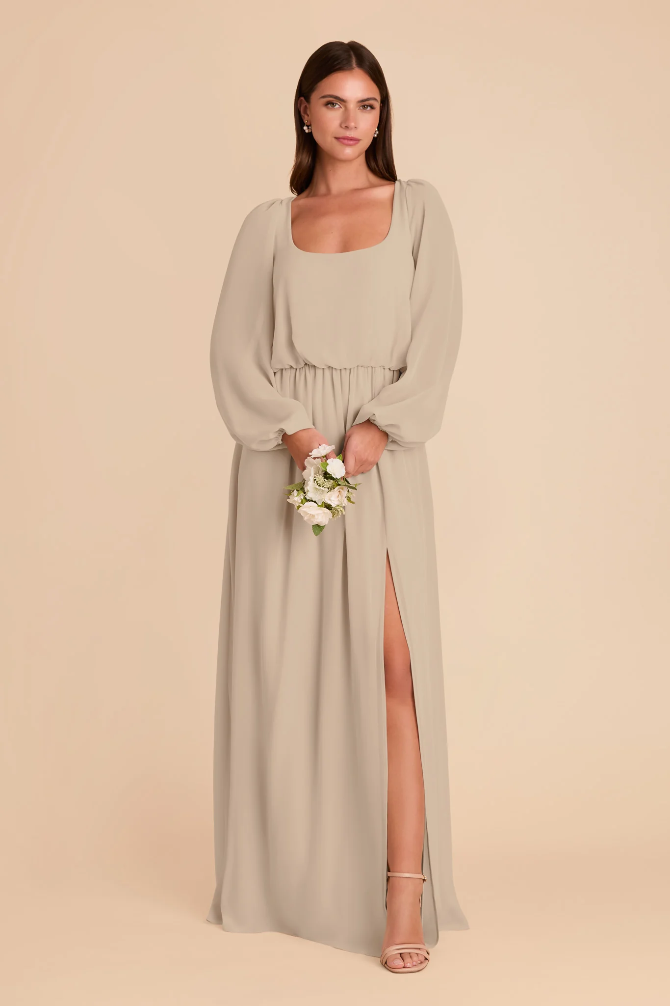 Eloise Chiffon Dress - Almond - Image 3