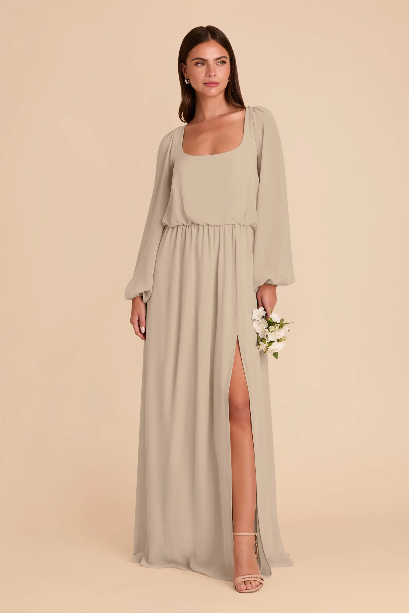 Eloise Chiffon Dress - Almond - Image 4