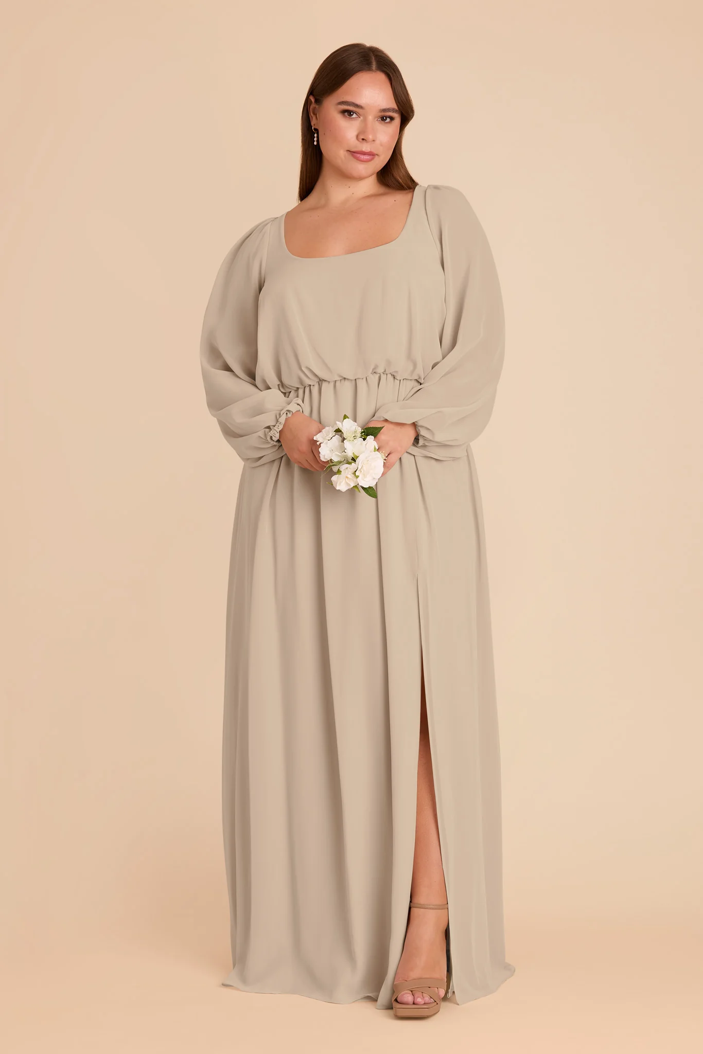 Eloise Chiffon Dress - Almond - Image 8