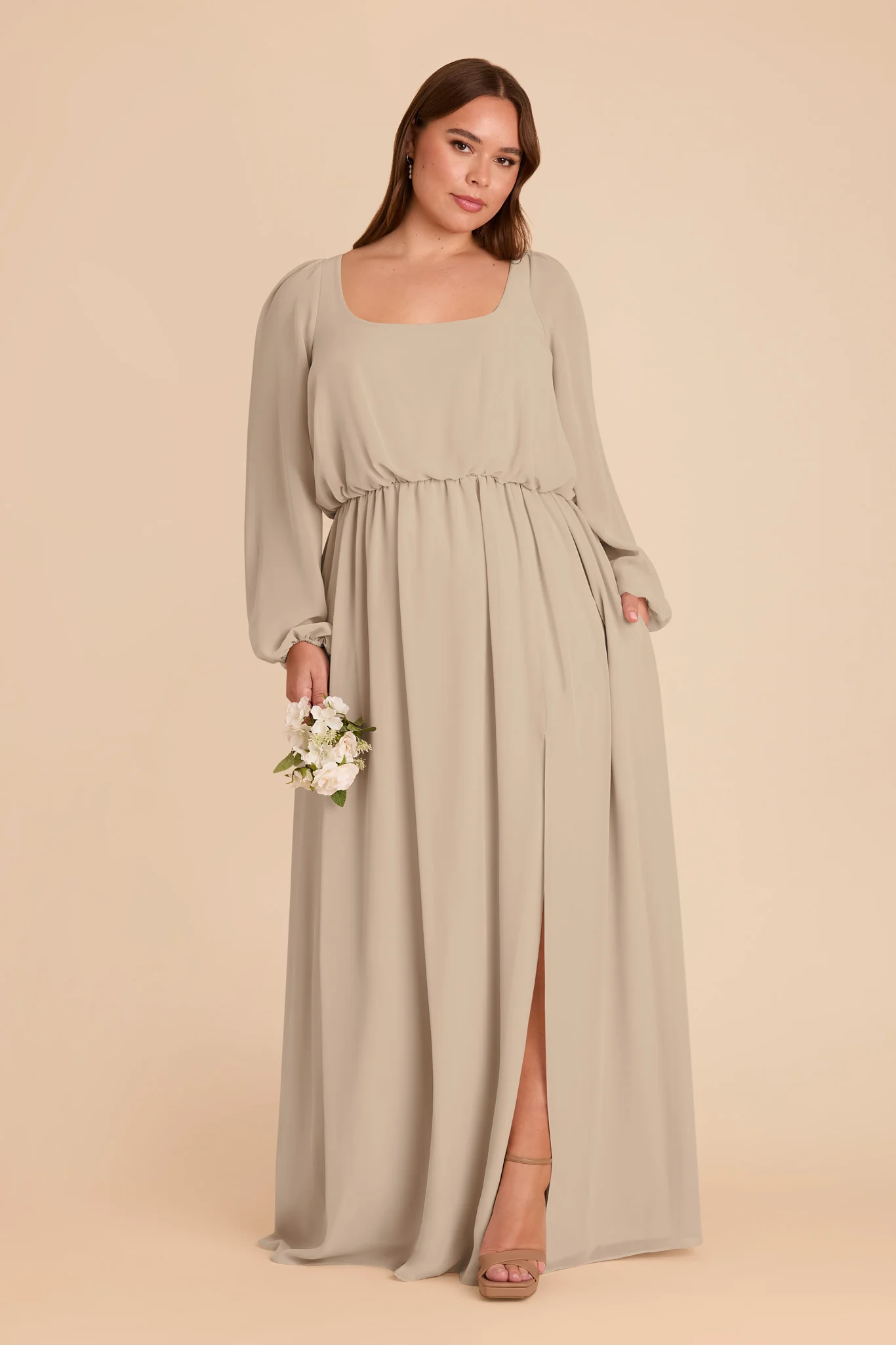Eloise Chiffon Dress - Almond - Image 9