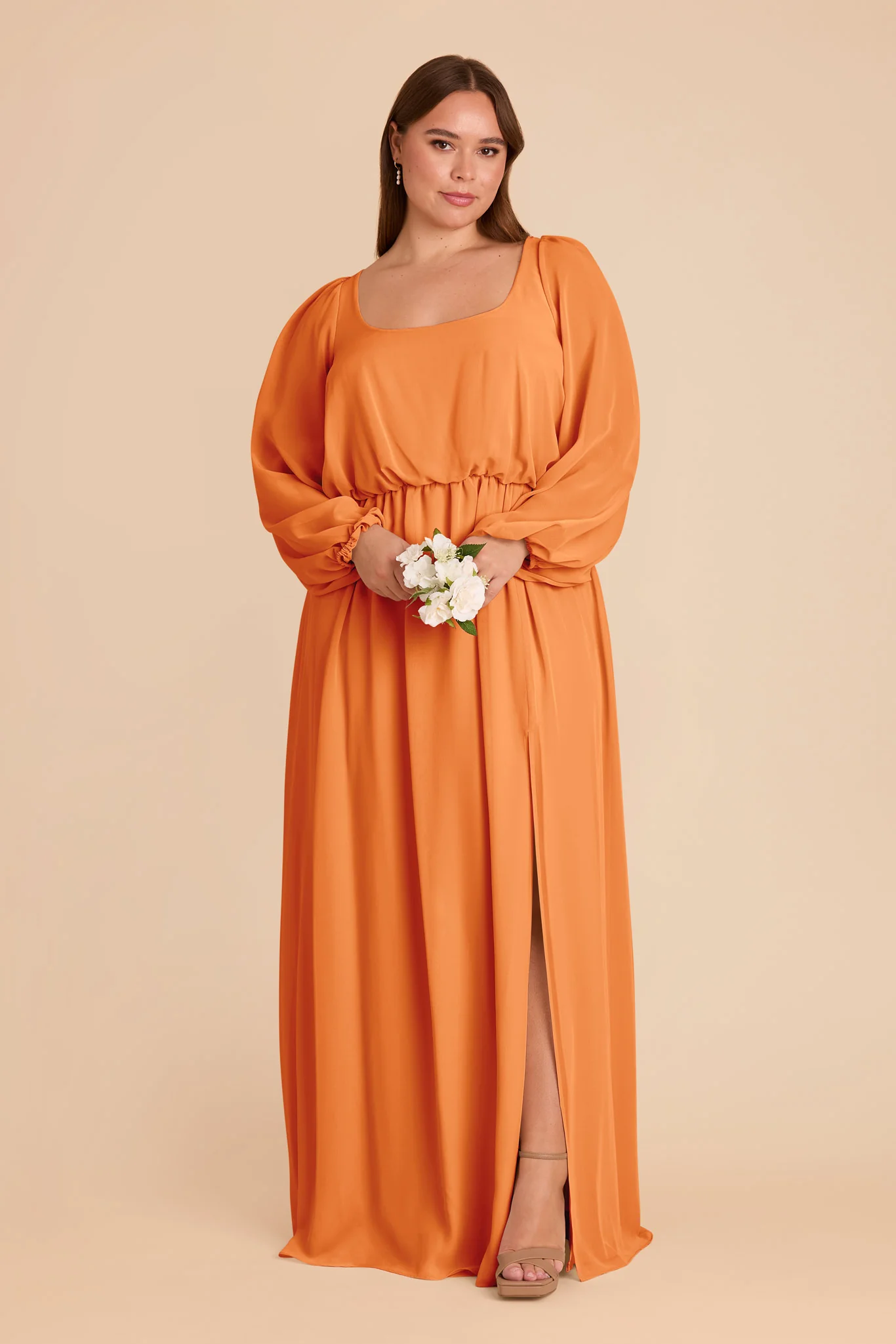 Eloise Chiffon Dress - Apricot - Image 8