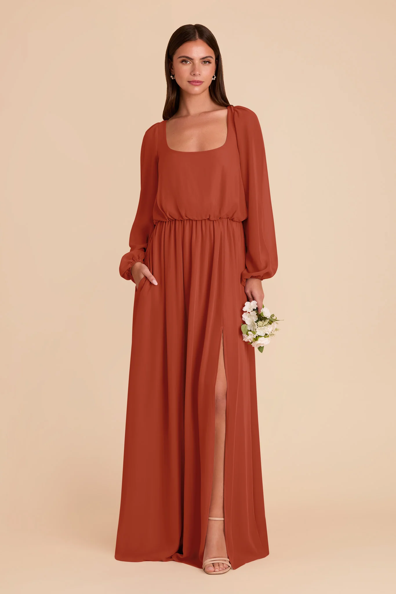 Eloise Chiffon Dress - Auburn