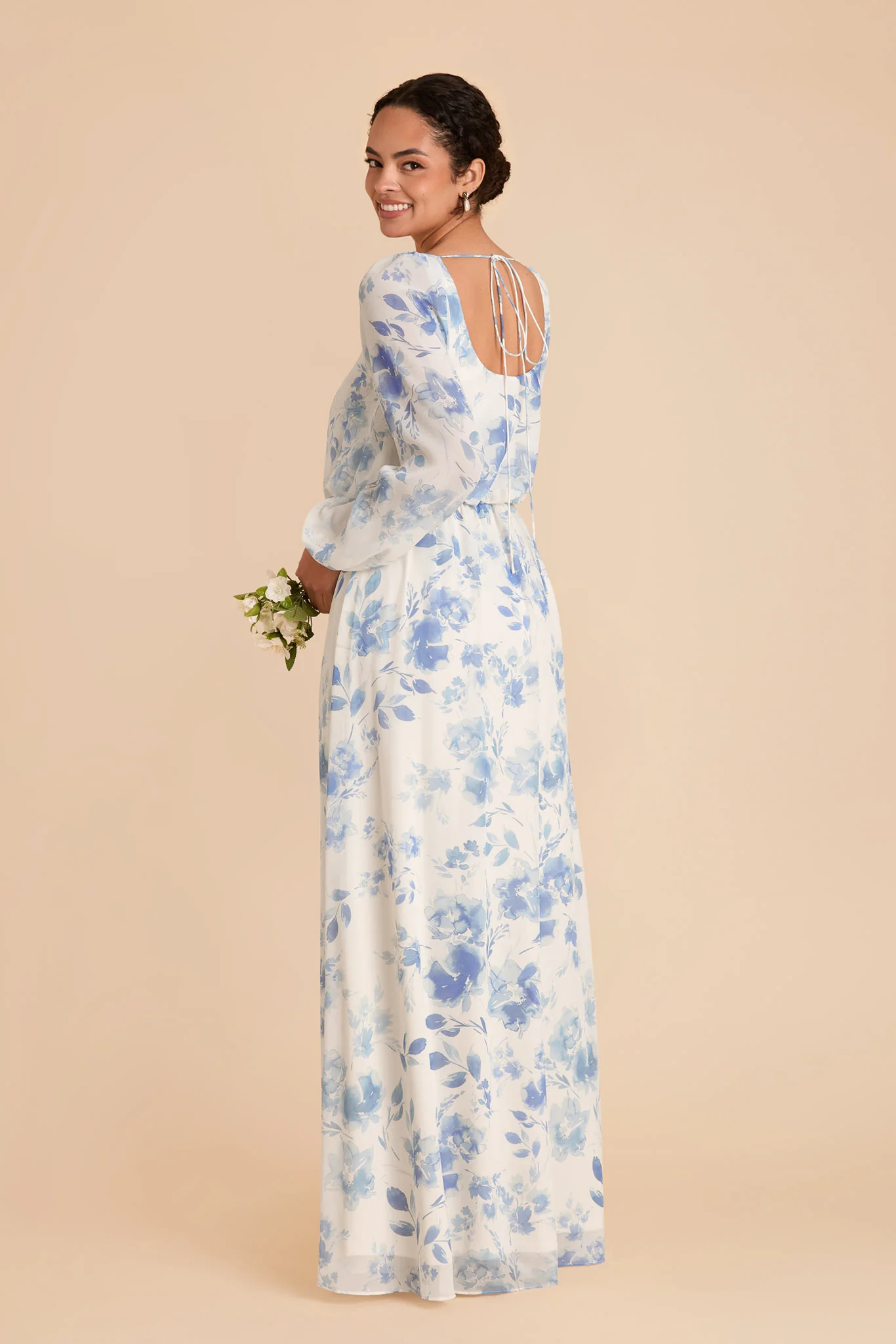Eloise Chiffon Dress - Blue Rococo Floral - Image 4