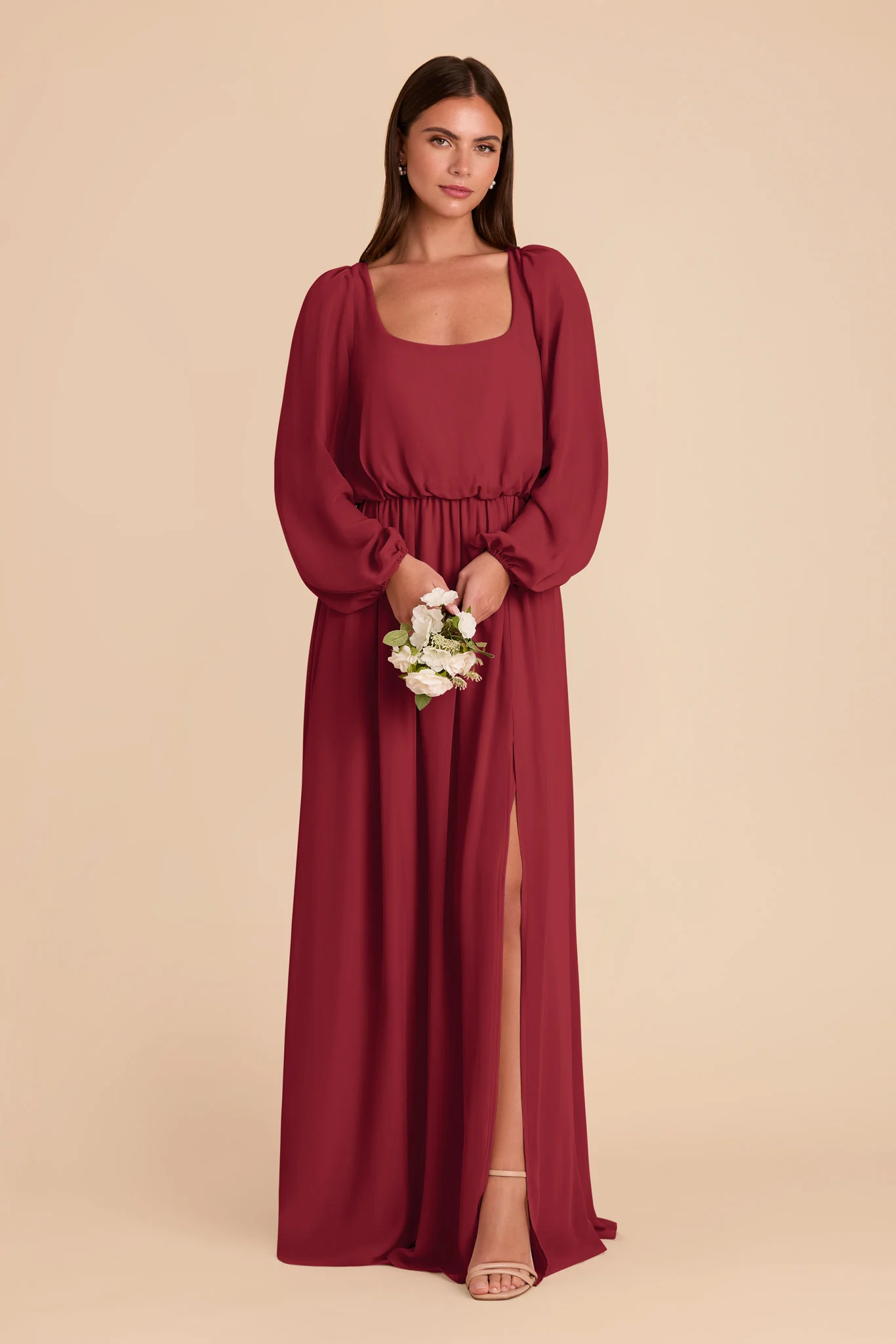 Eloise Chiffon Dress - Burgundy - Image 3