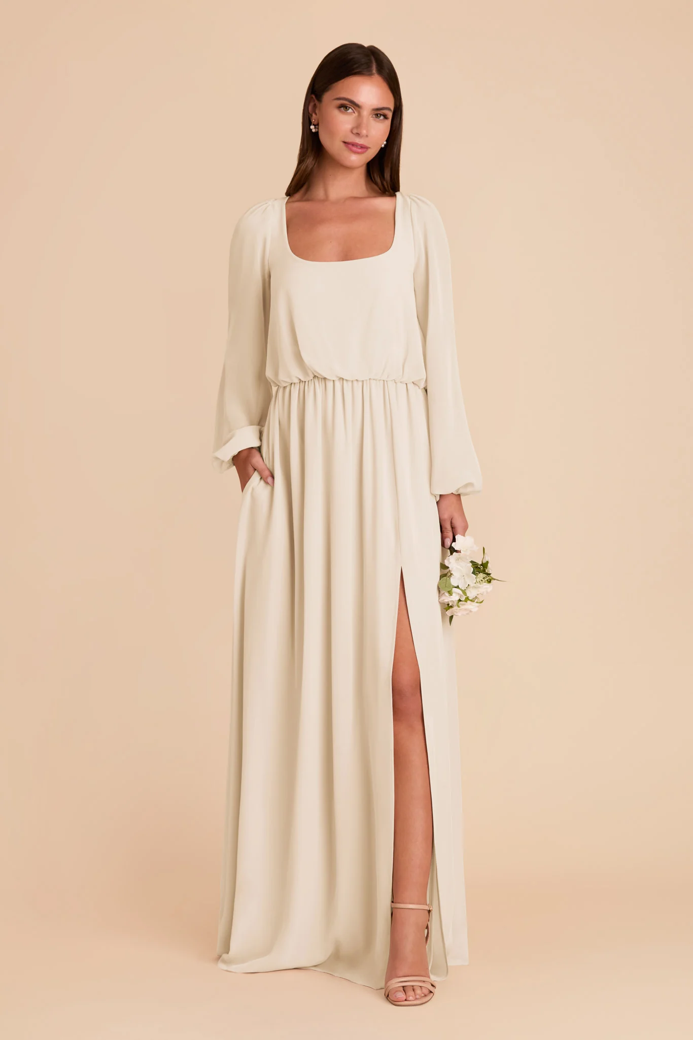 Eloise Chiffon Dress - Champagne - Image 3