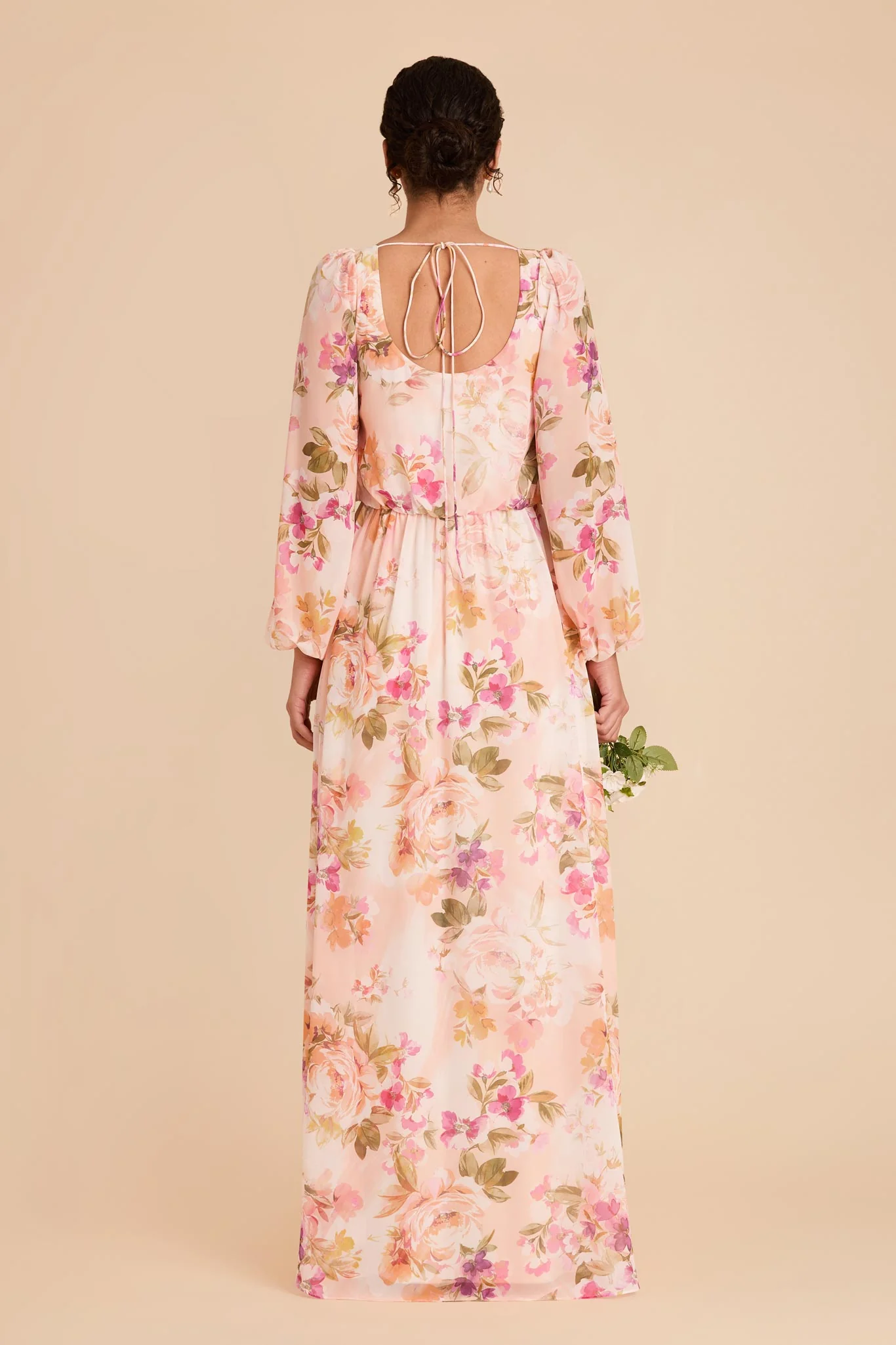 Eloise Chiffon Dress - Coral Sunset Peonies - Image 5