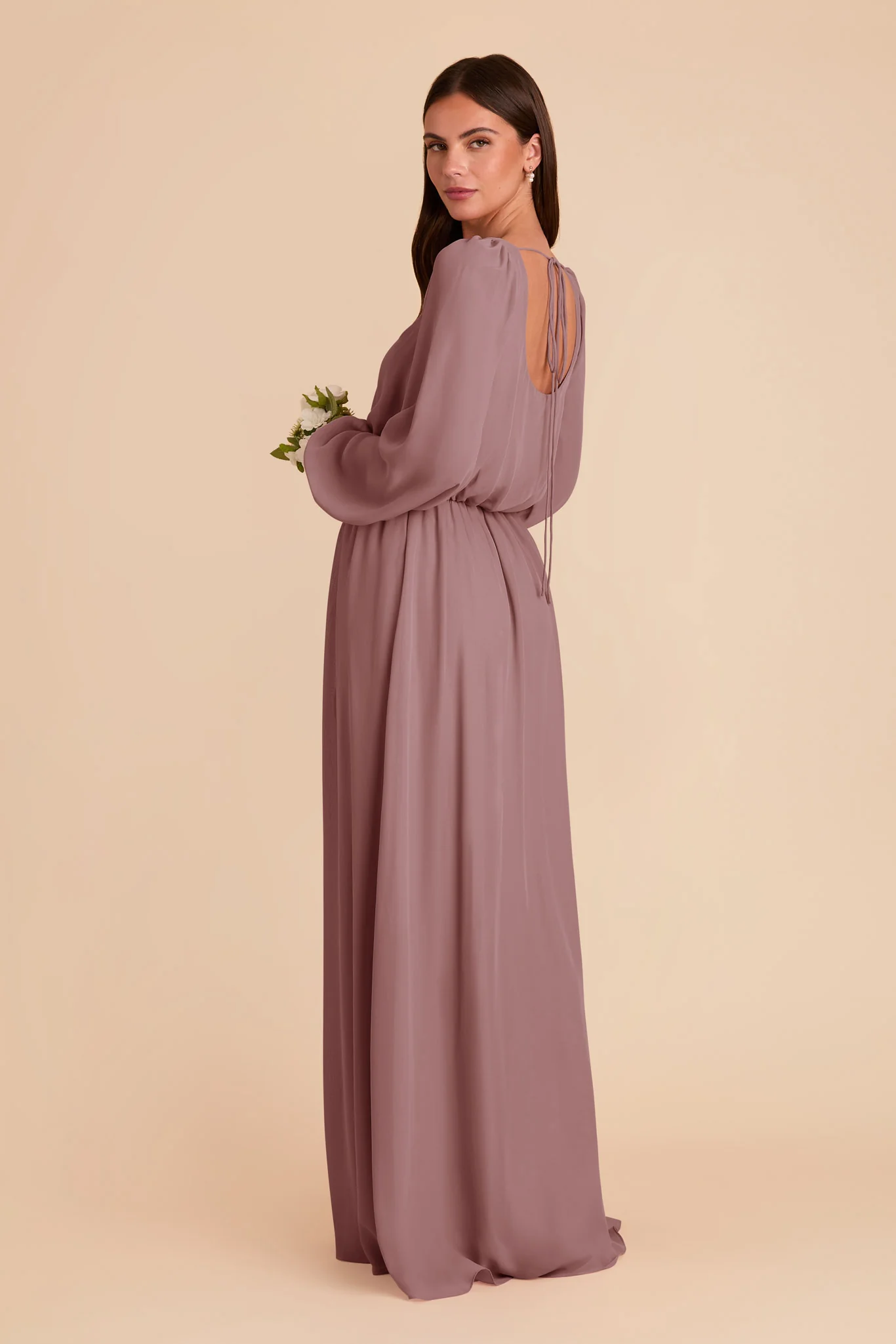 Eloise Chiffon Dress - Dark Mauve - Image 4