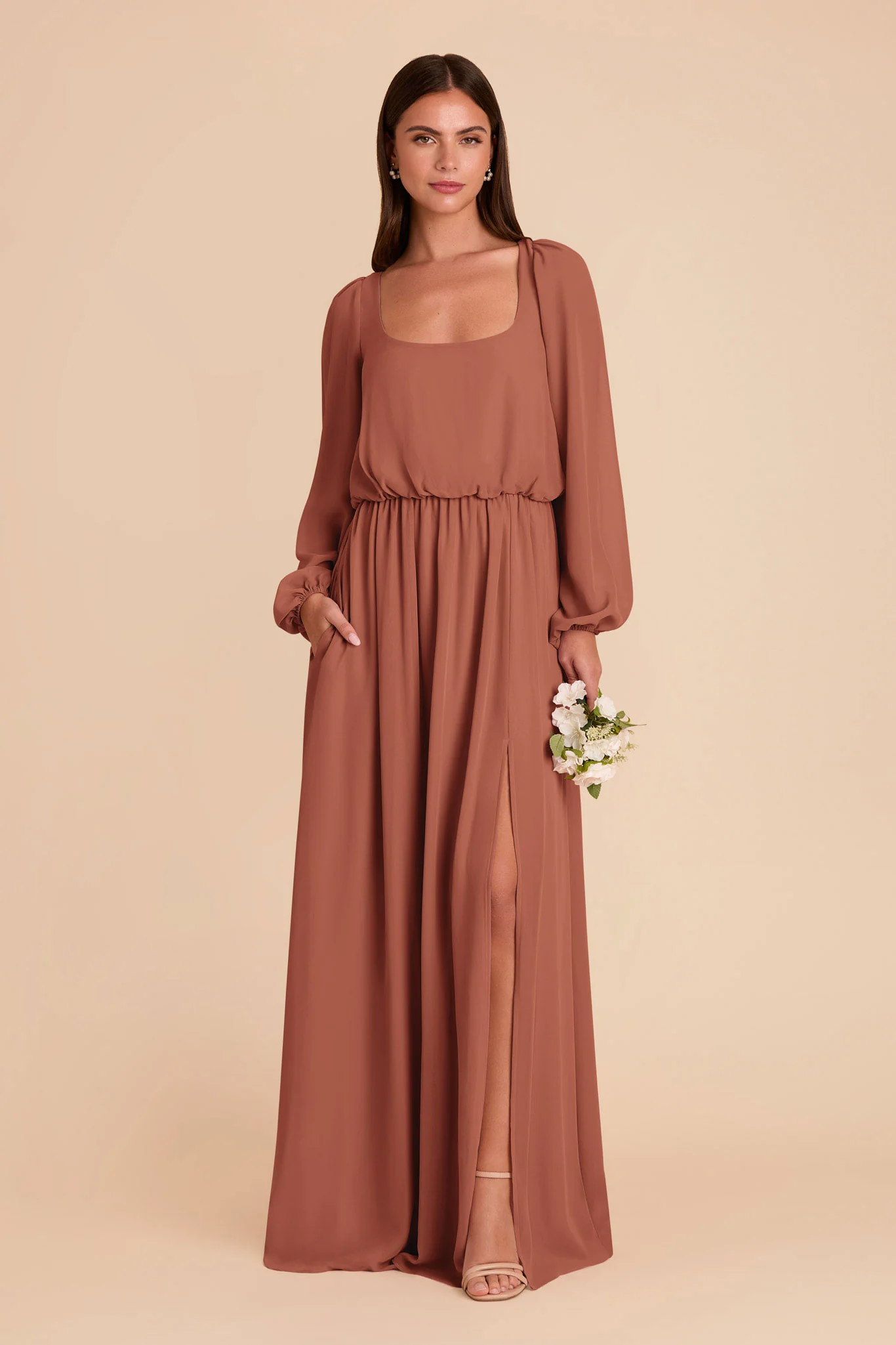 Eloise Chiffon Dress - Desert Rose