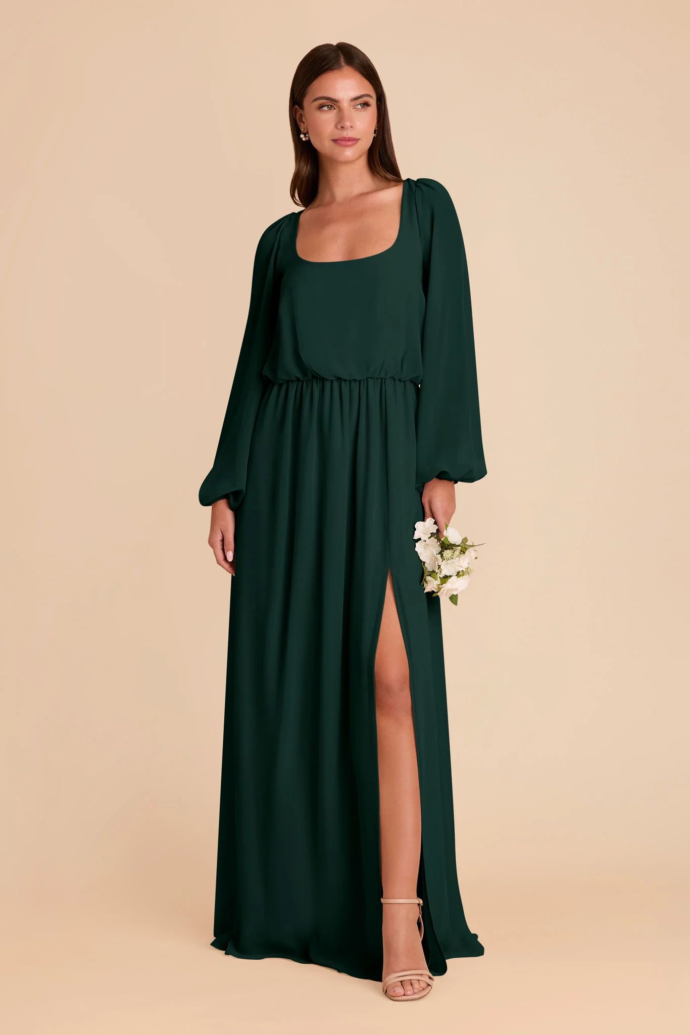 Eloise Chiffon Dress - Emerald - Image 3