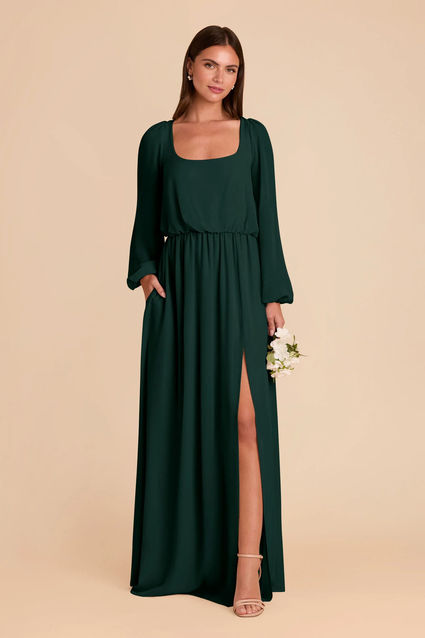Eloise Chiffon Dress - Emerald - Image 5