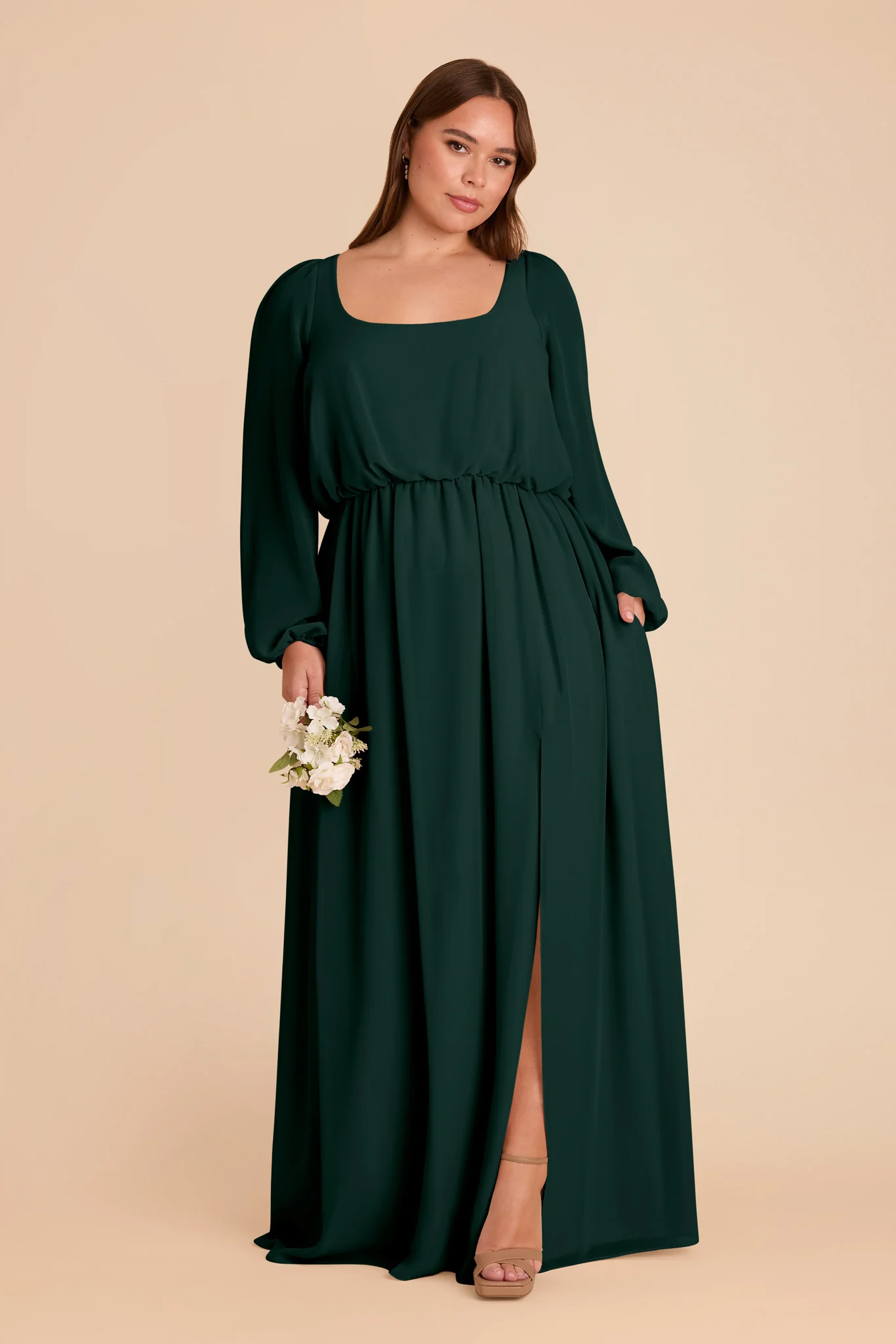 Eloise Chiffon Dress - Emerald - Image 9