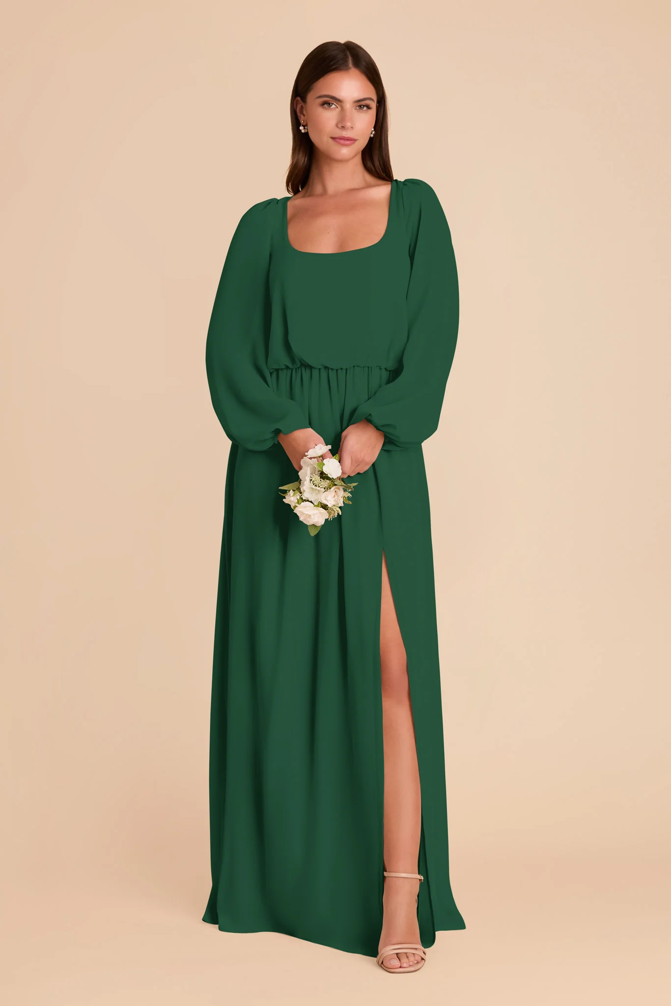 Eloise Chiffon Dress - Forest Green - Image 4