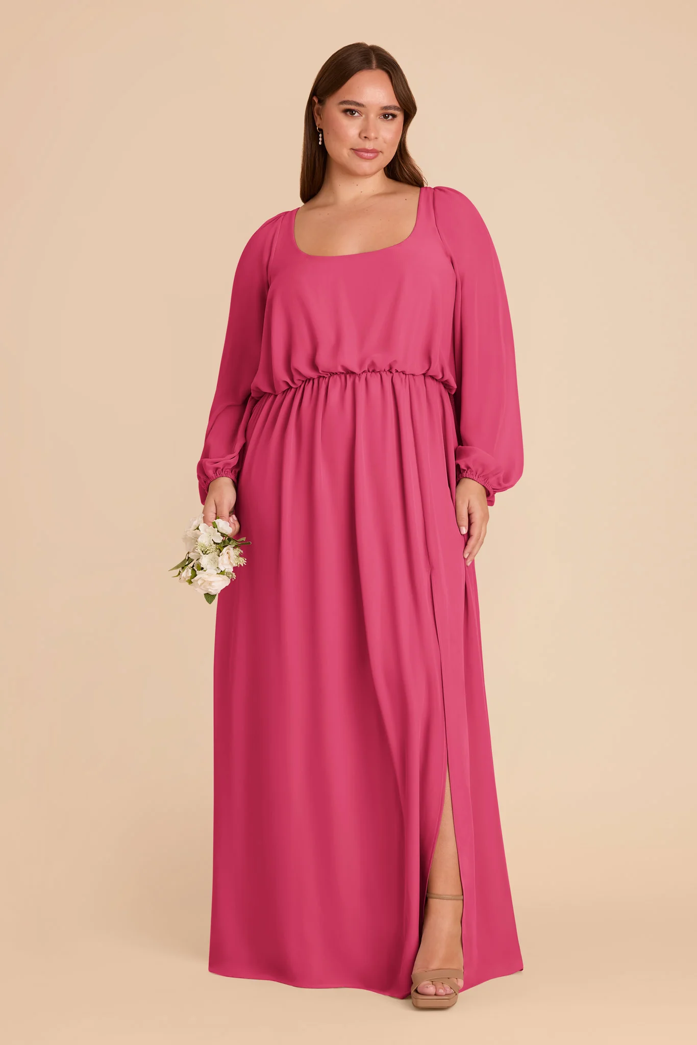 Eloise Chiffon Dress - Fuchsia - Image 2