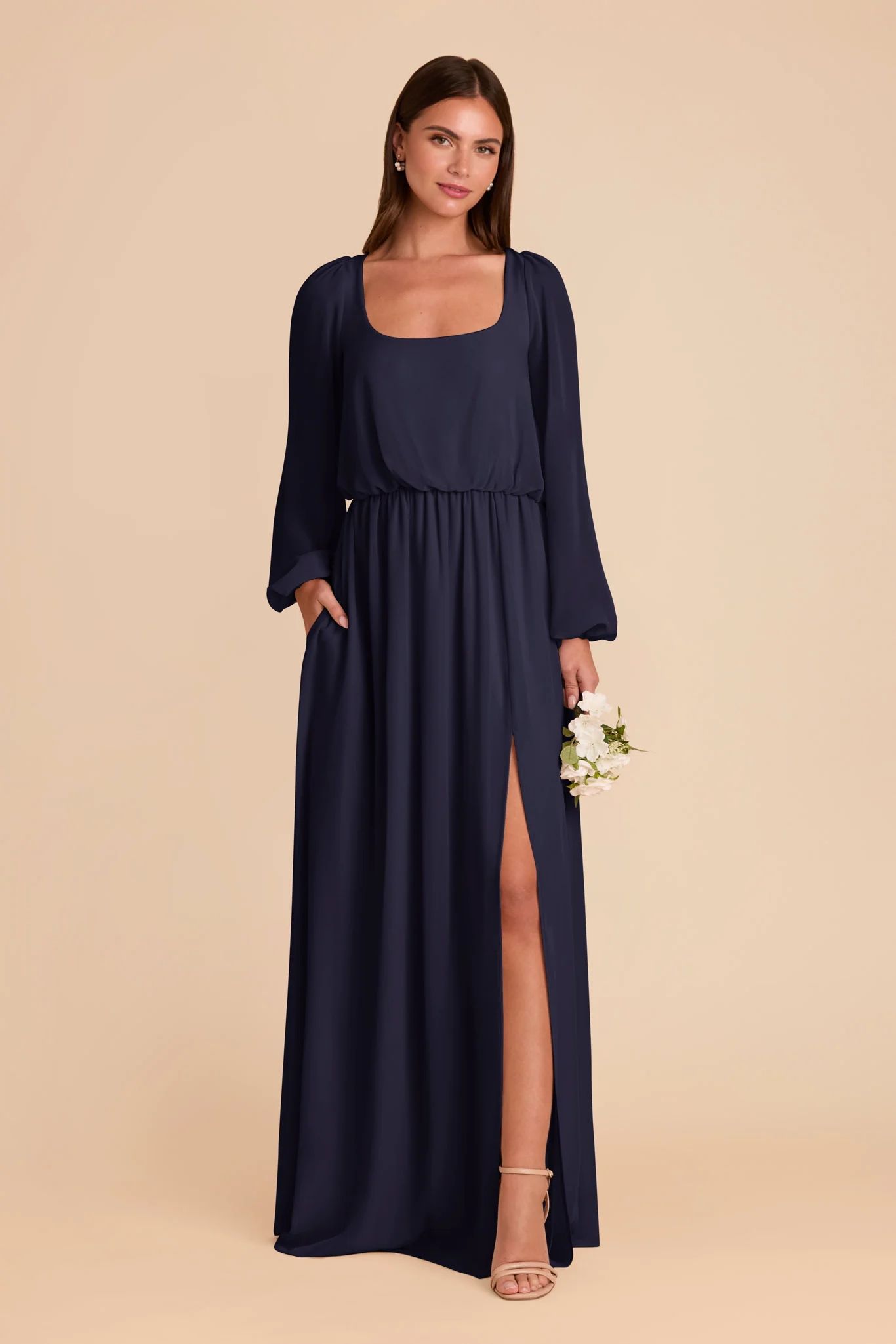 Eloise Chiffon Dress - Navy
