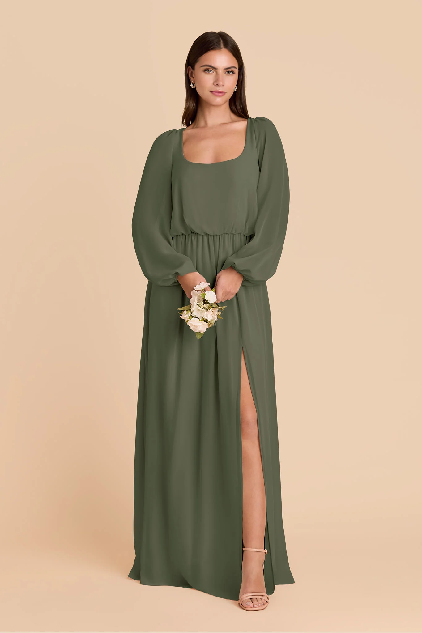 Eloise Chiffon Dress - Olive - Image 3