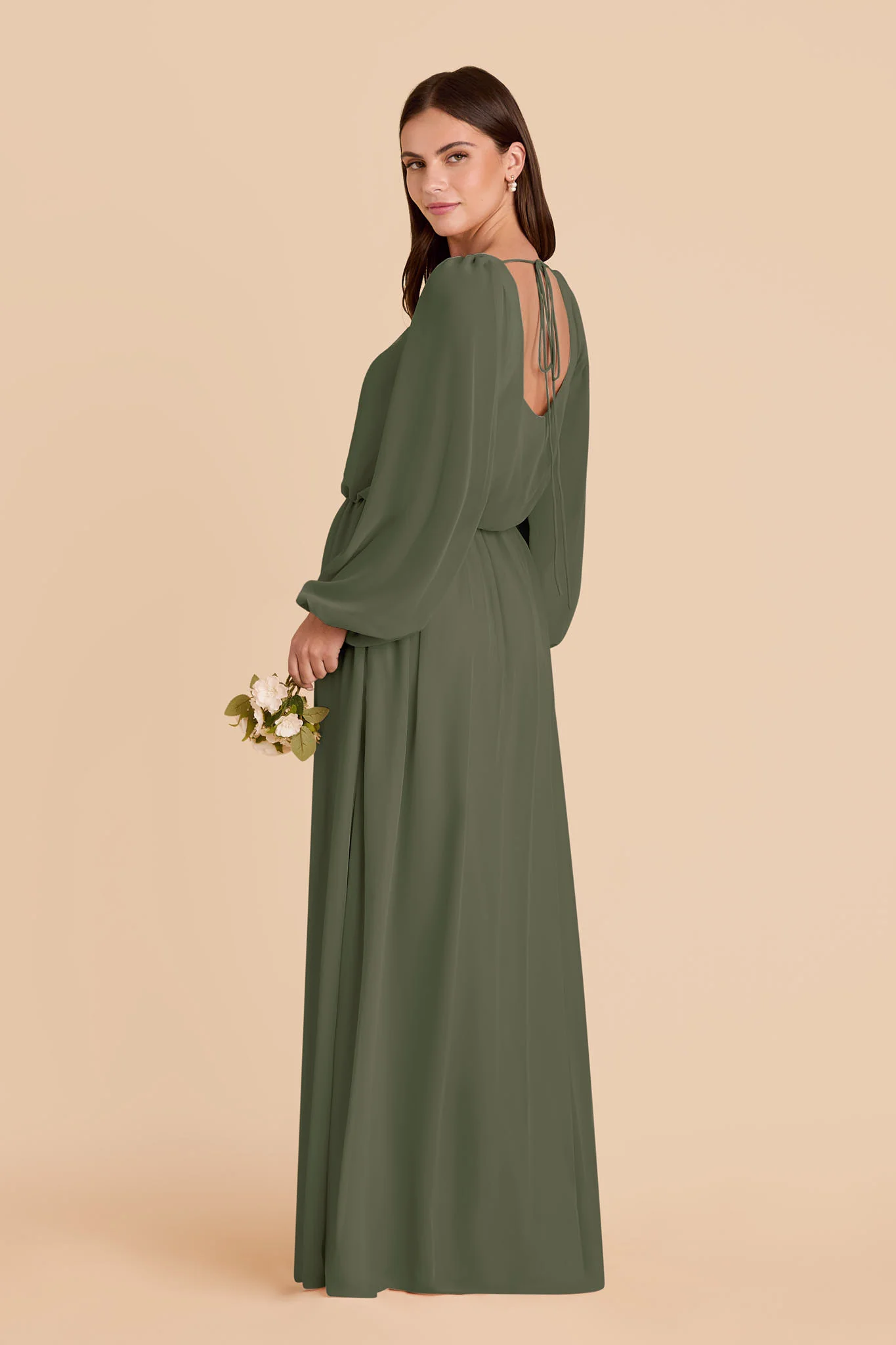 Eloise Chiffon Dress - Olive - Image 4