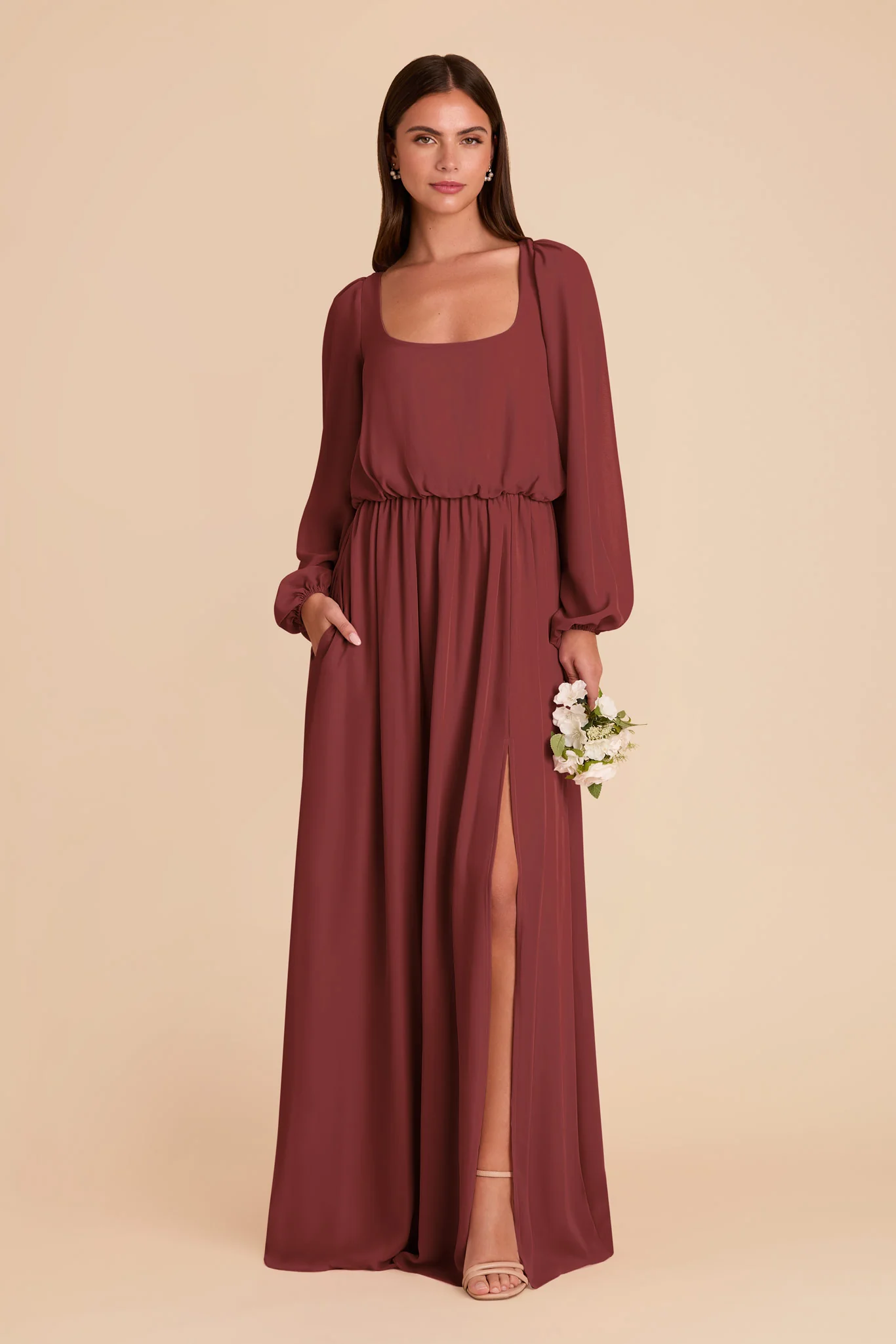 Eloise Chiffon Dress - Rosewood