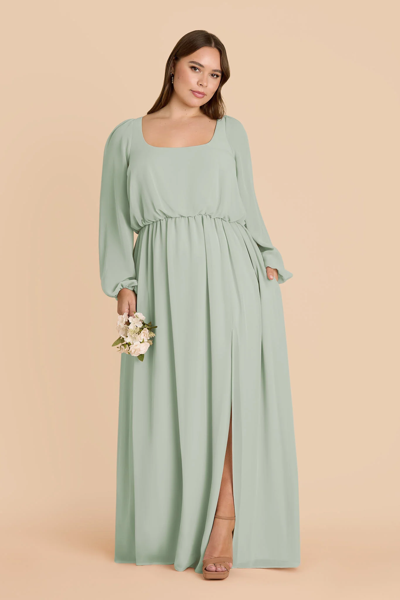Eloise Chiffon Dress - Sage - Image 2