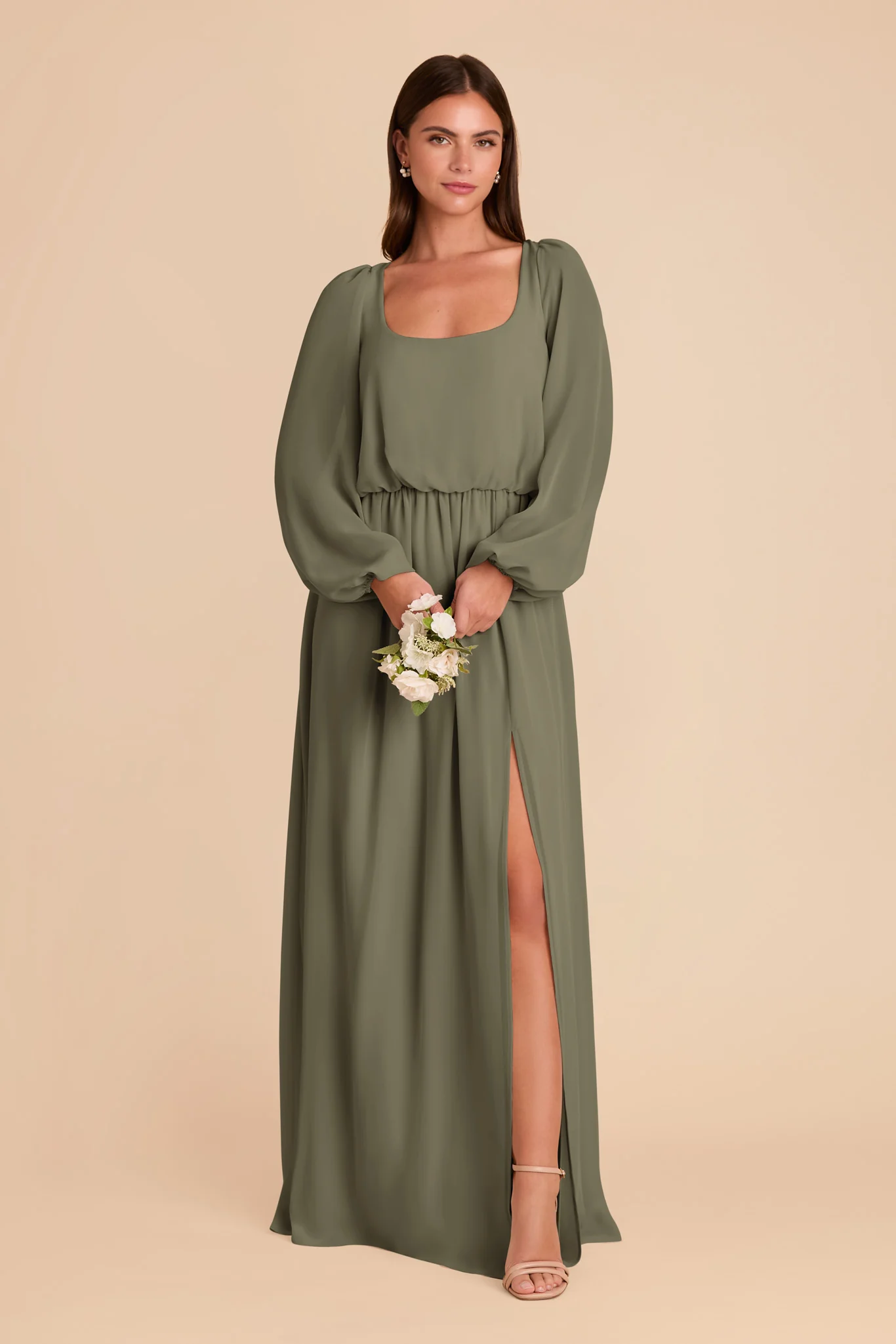Eloise Chiffon Dress - Thyme - Image 3