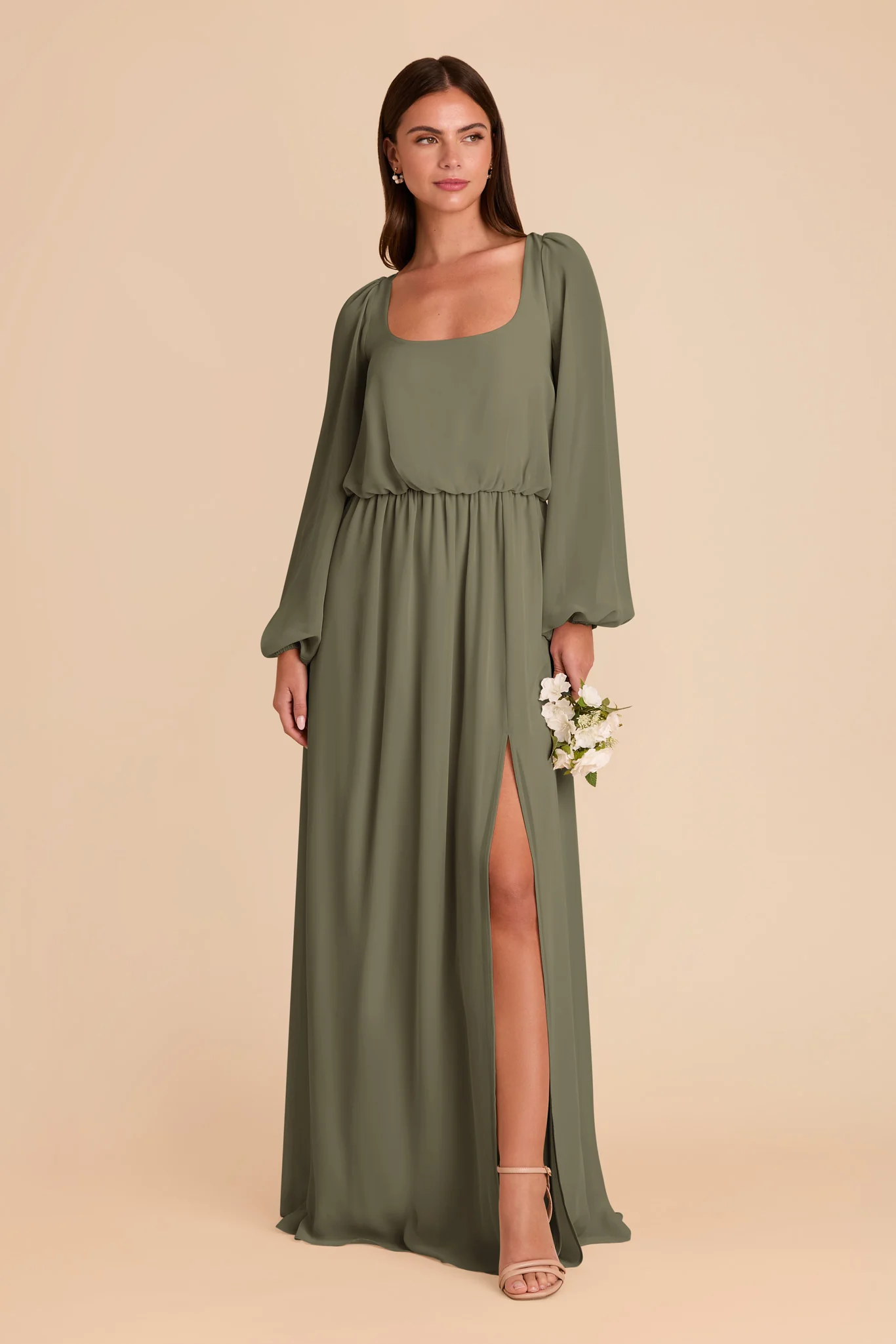 Eloise Chiffon Dress - Thyme - Image 4
