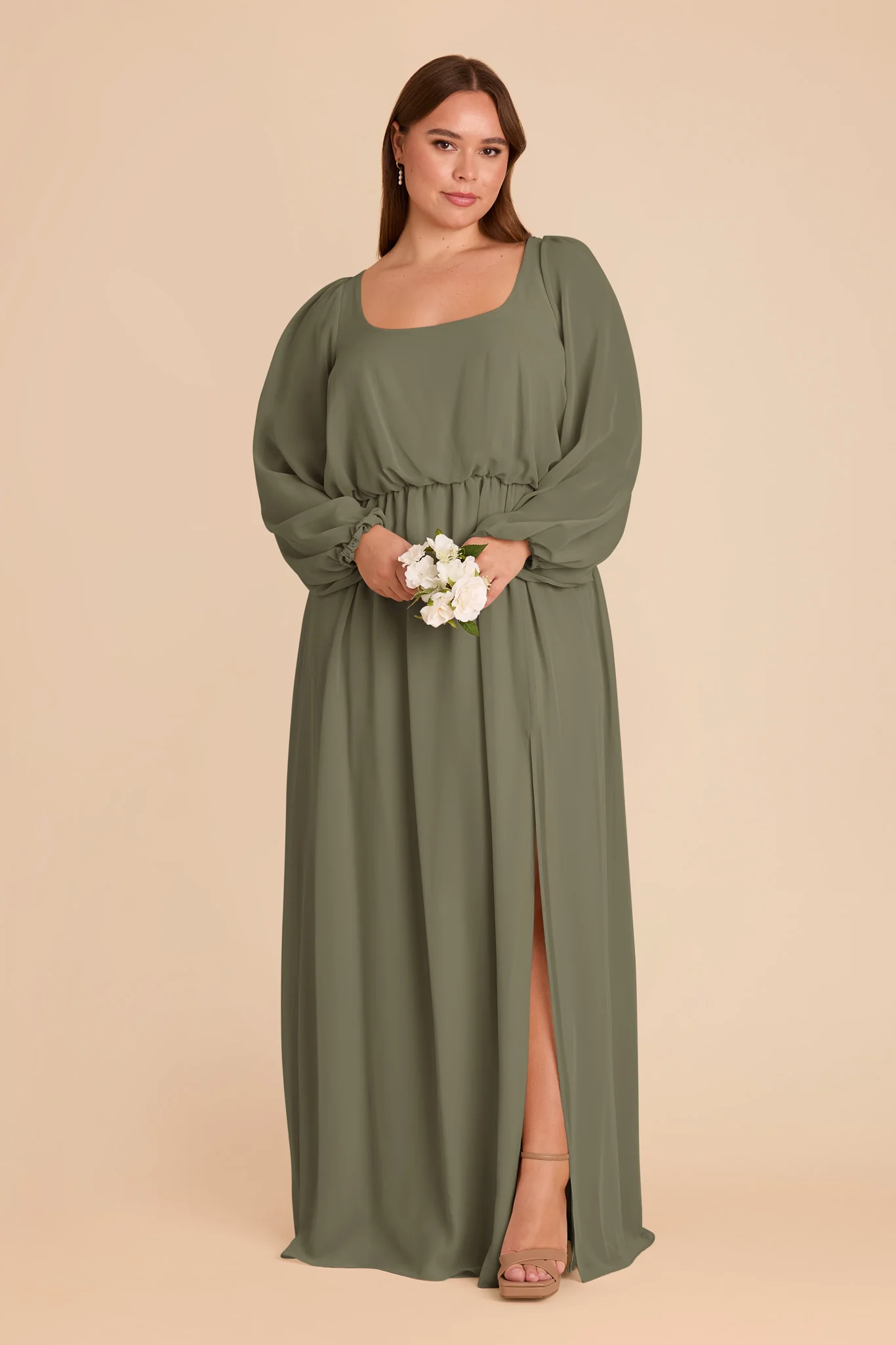 Eloise Chiffon Dress - Thyme - Image 8