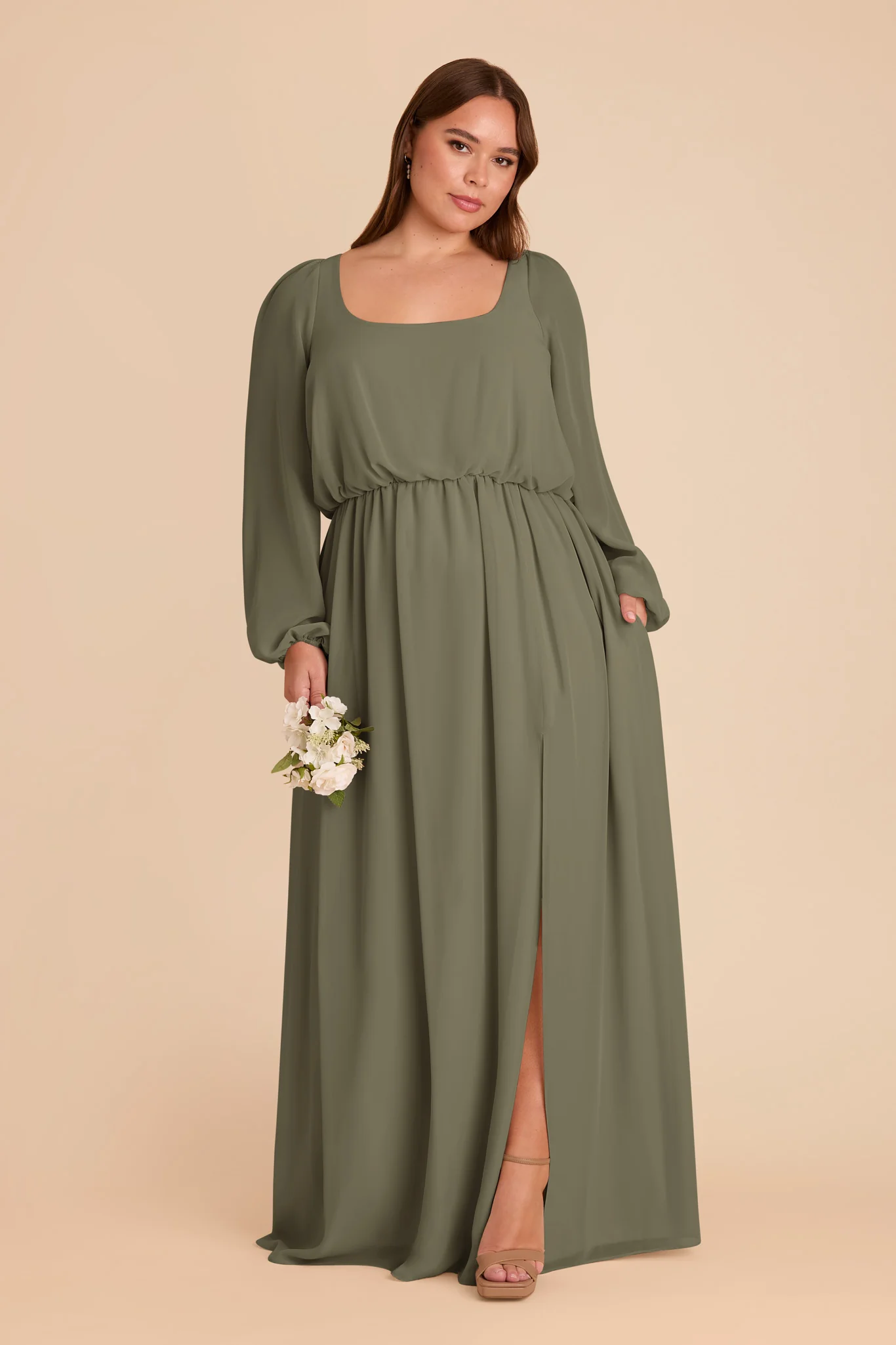 Eloise Chiffon Dress - Thyme - Image 9