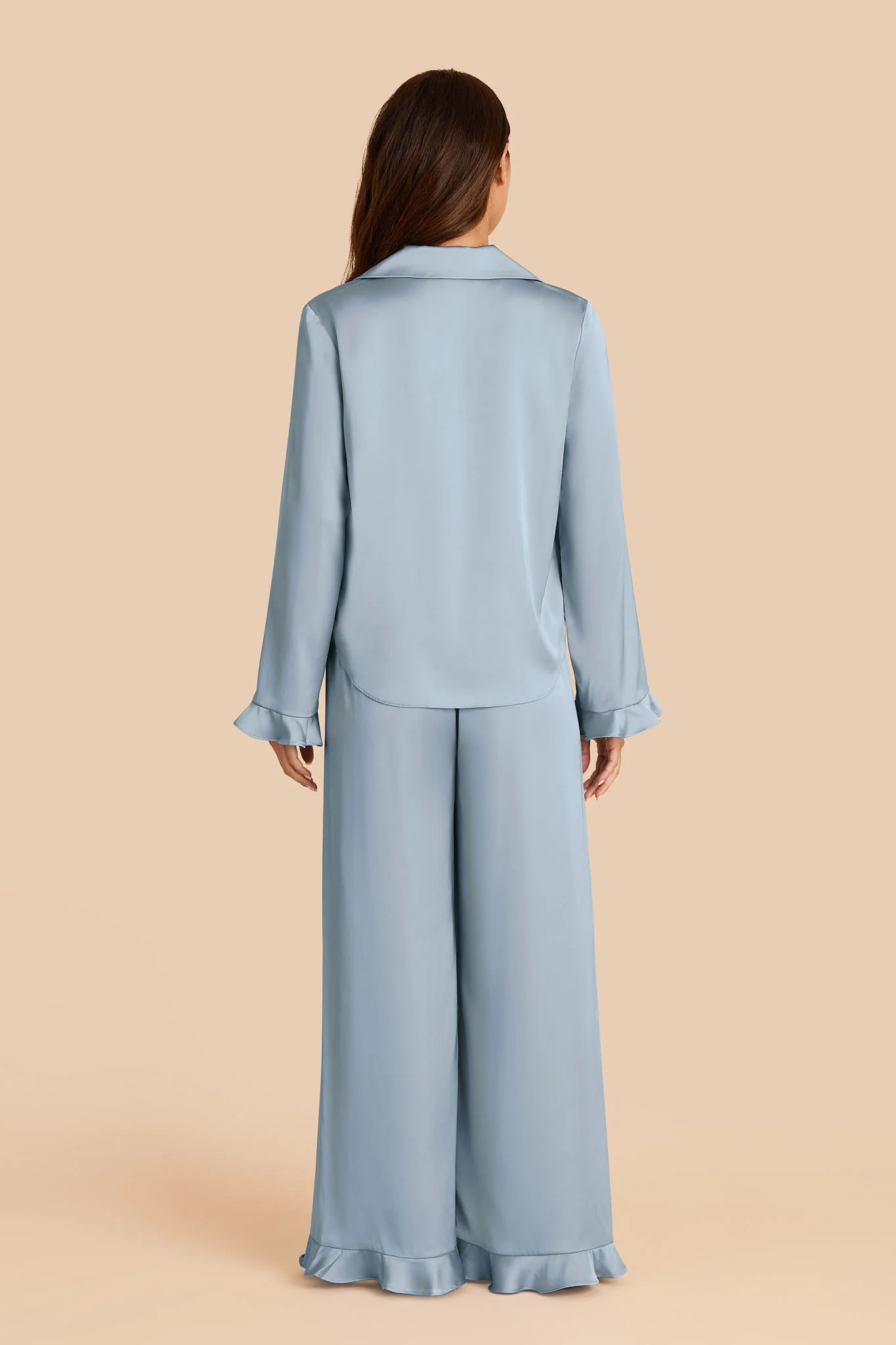 Emma Matte Satin Pajama Set - Dusty Blue - Image 5