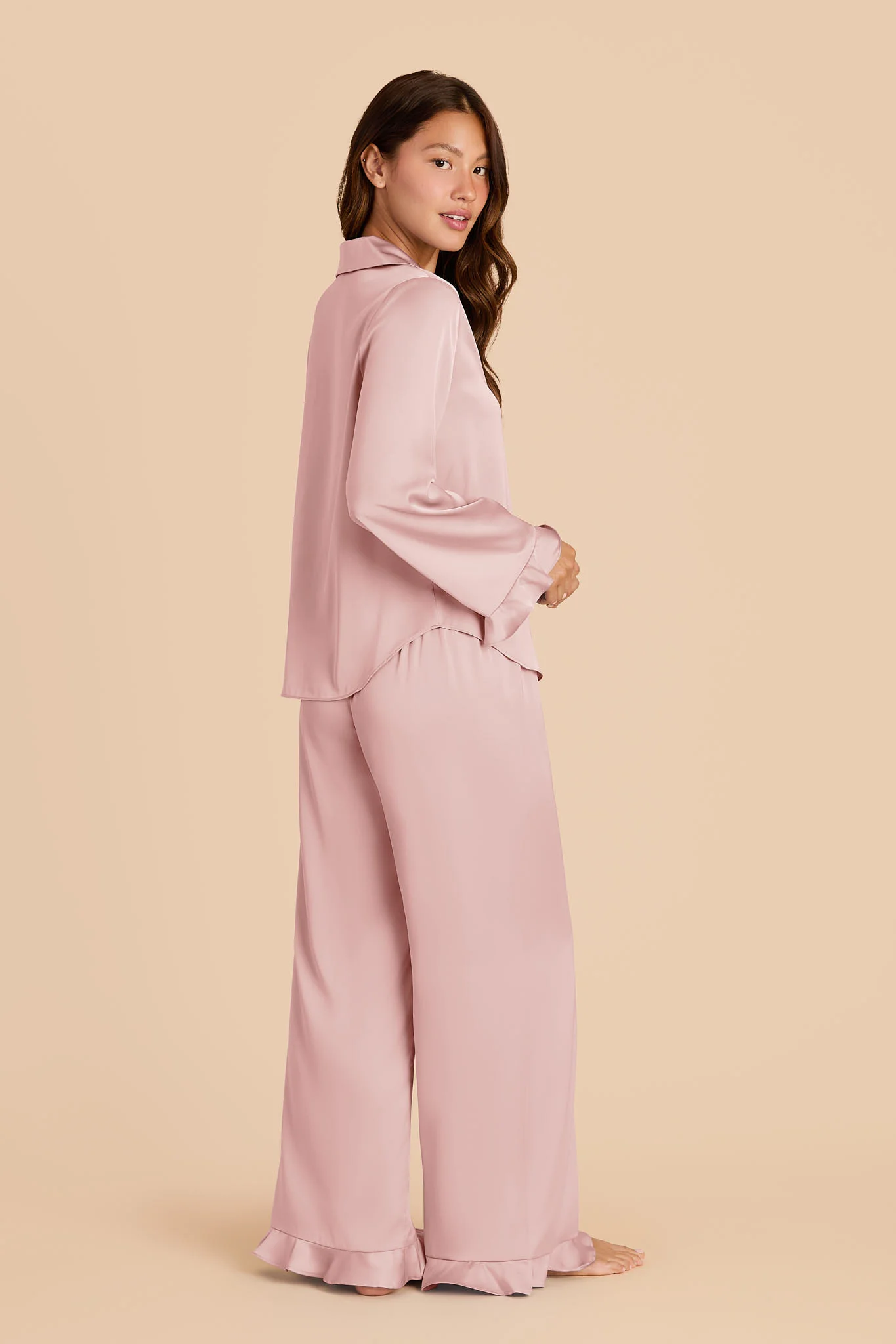 Emma Matte Satin Pajama Set - Dusty Pink - Image 4