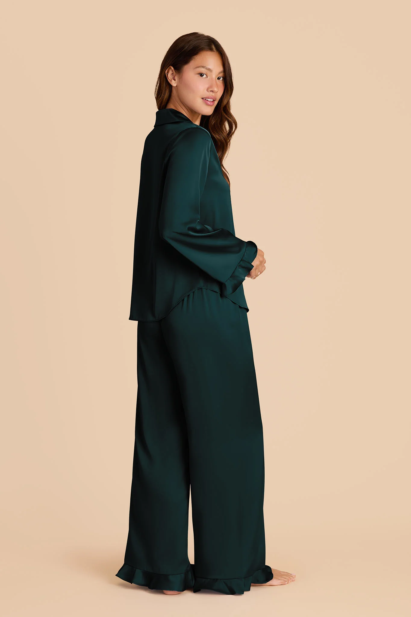 Emma Matte Satin Pajama Set - Emerald - Image 4