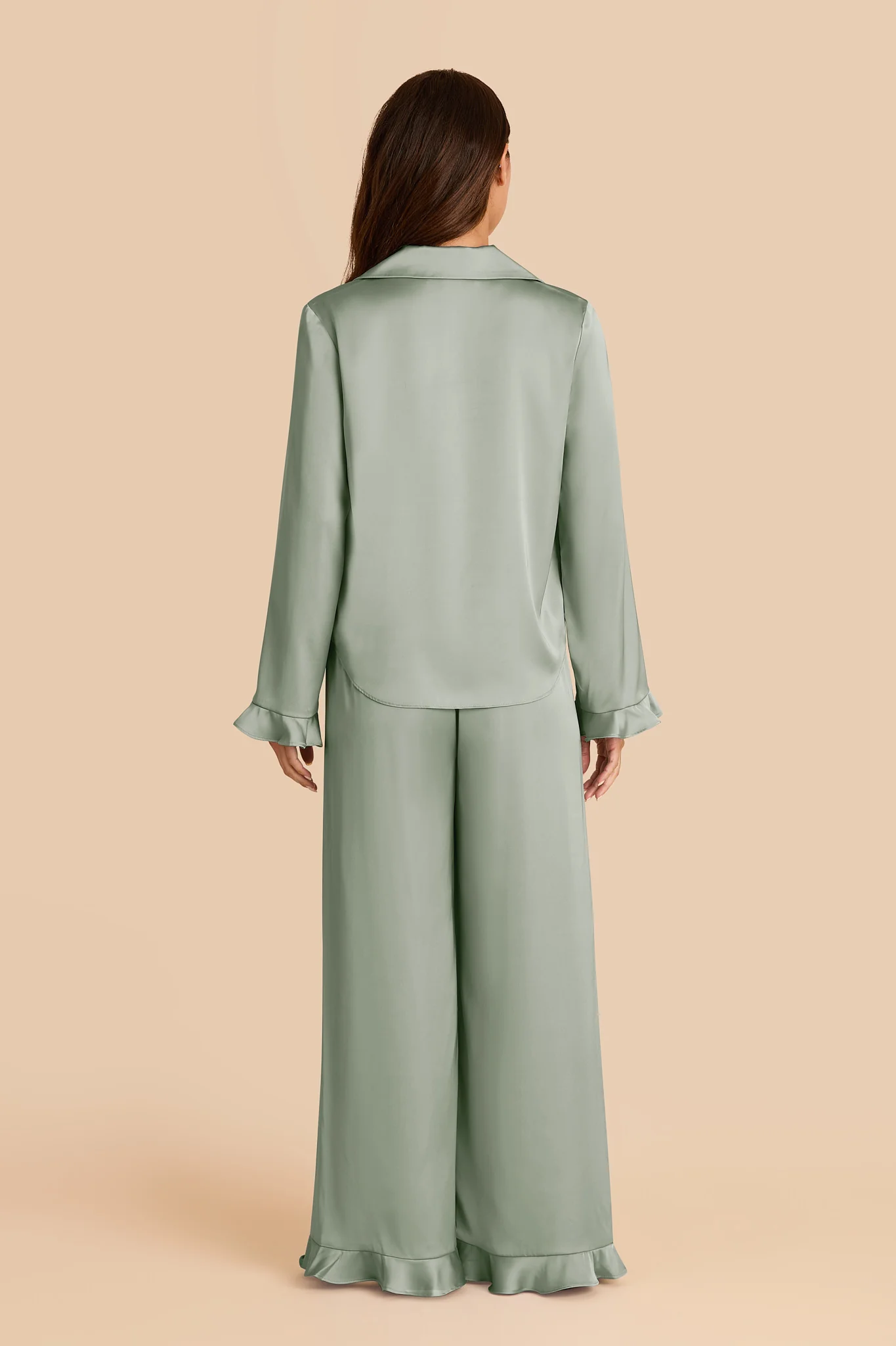 Emma Matte Satin Pajama Set - Sage - Image 5