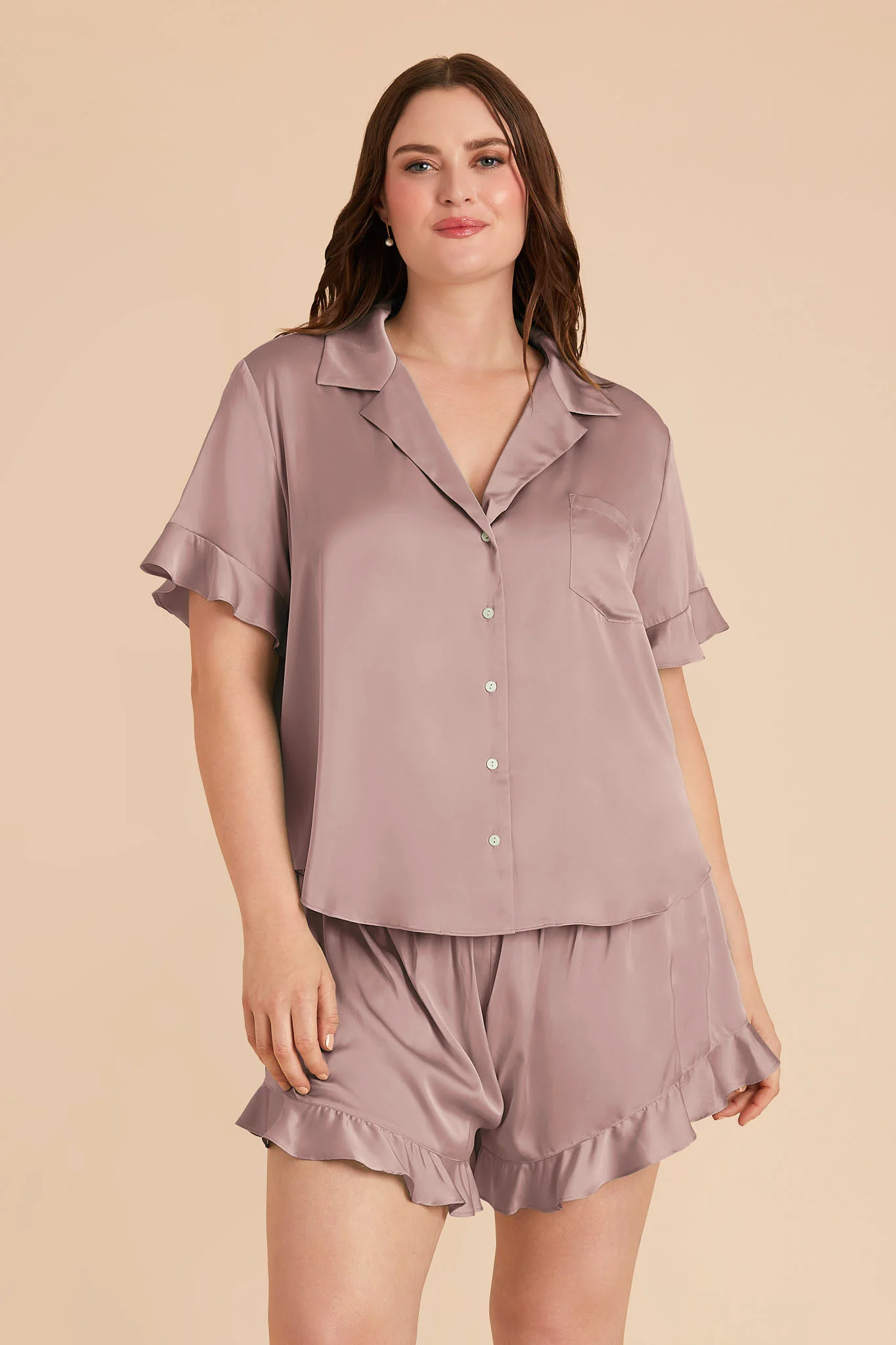 Esther Matte Satin Pajama Set - English Rose - Image 2